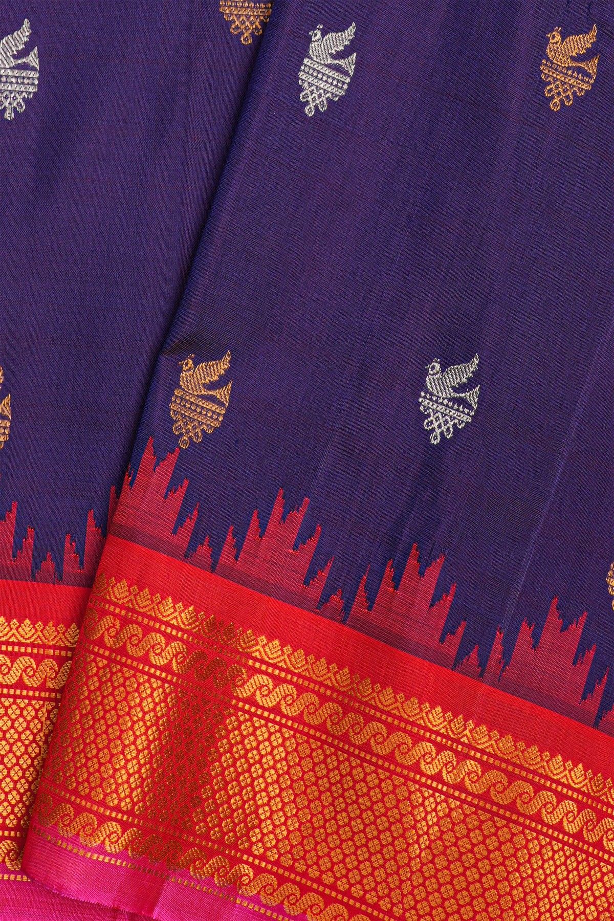Gadwal Silk Navy Blue Saree