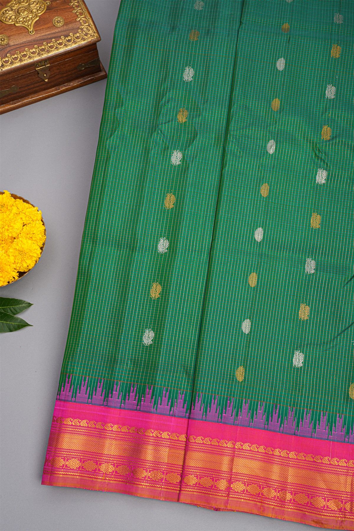 Gadwal Silk Dark Green Saree