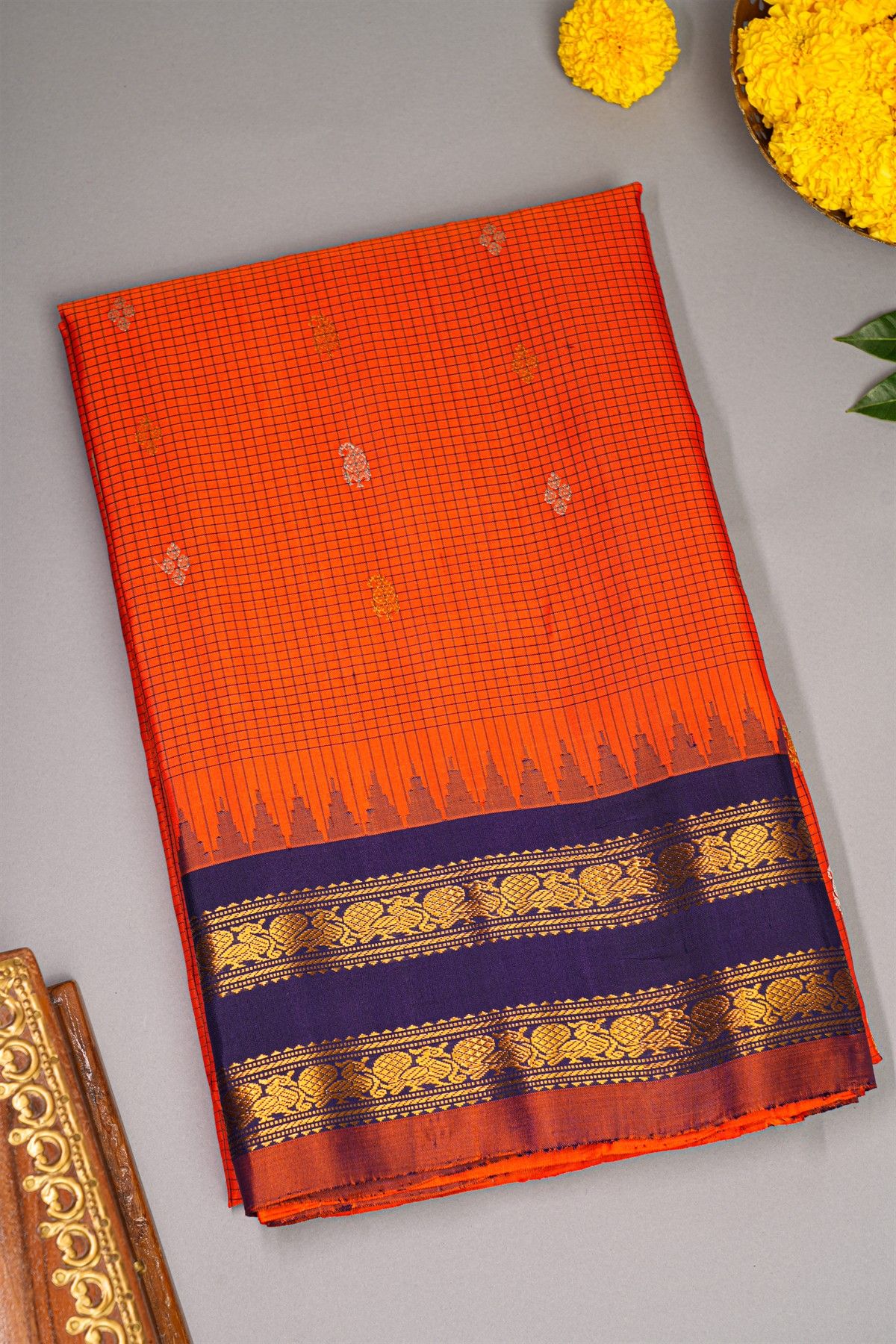 Gadwal Silk Orange Saree