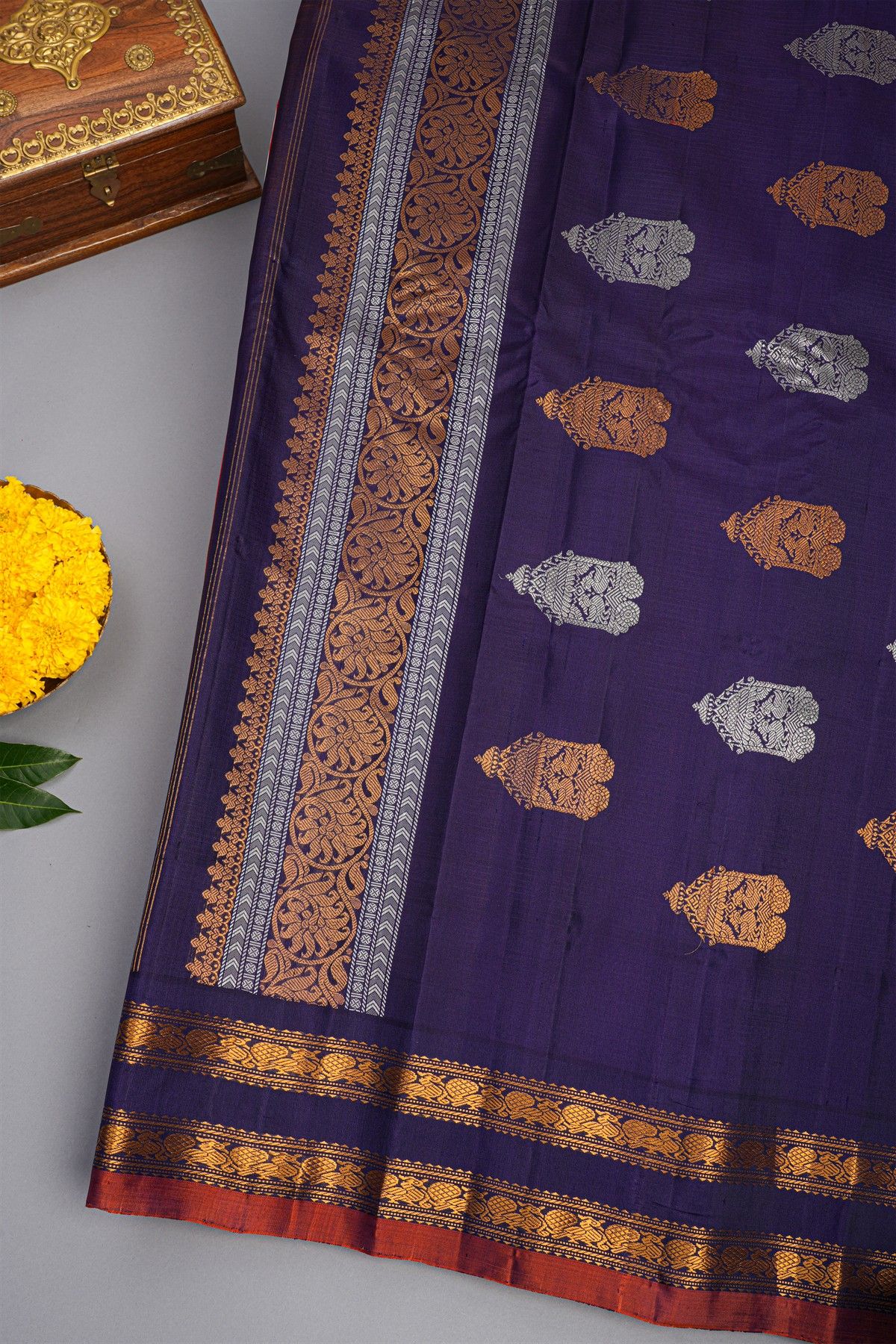 Gadwal Silk Orange Saree