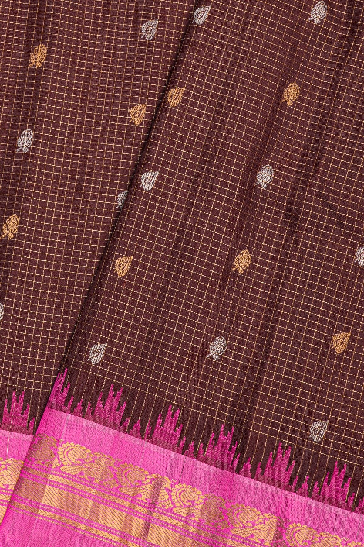 Gadwal Silk Brown Saree