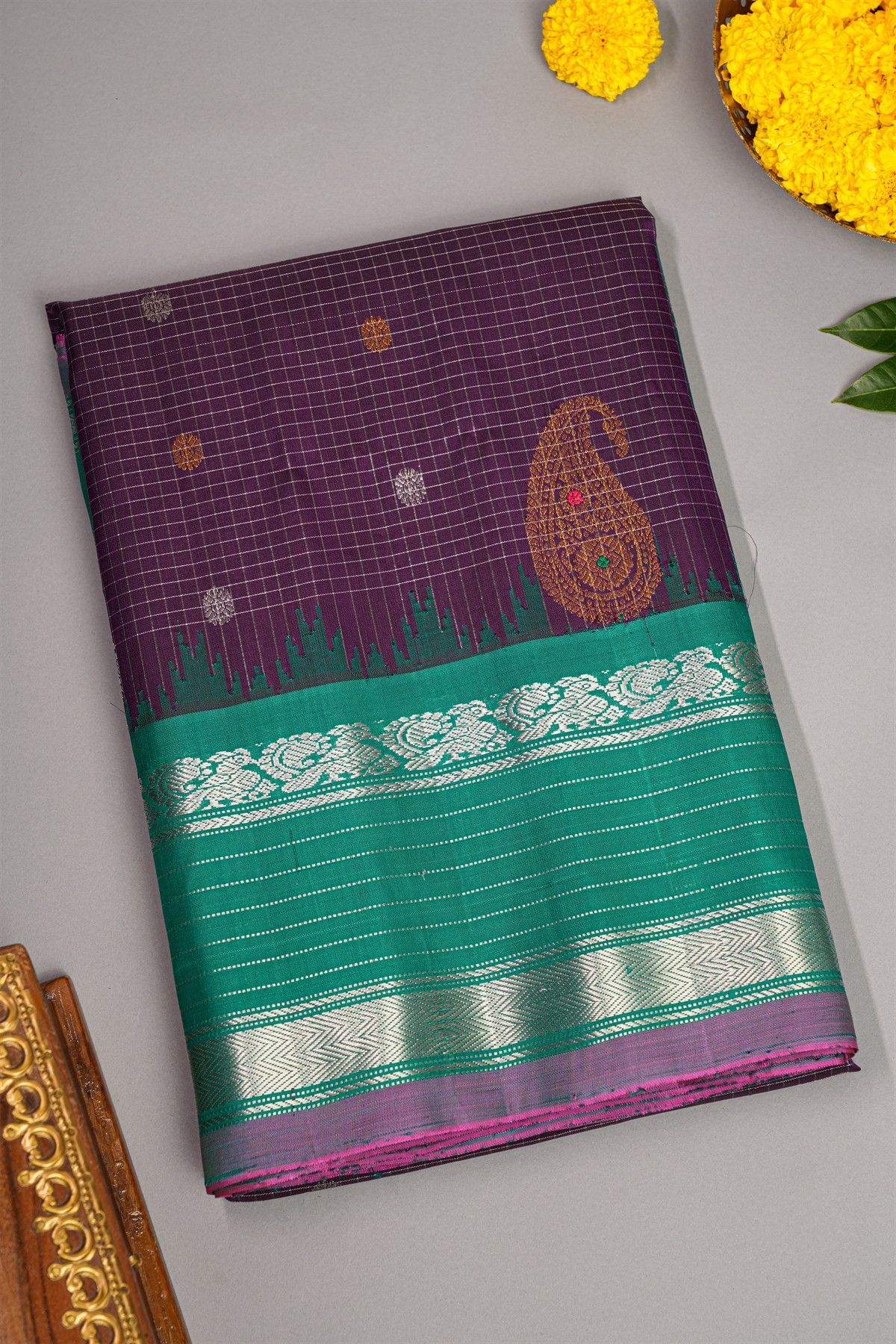 Gadwal Silk Navy Blue Saree