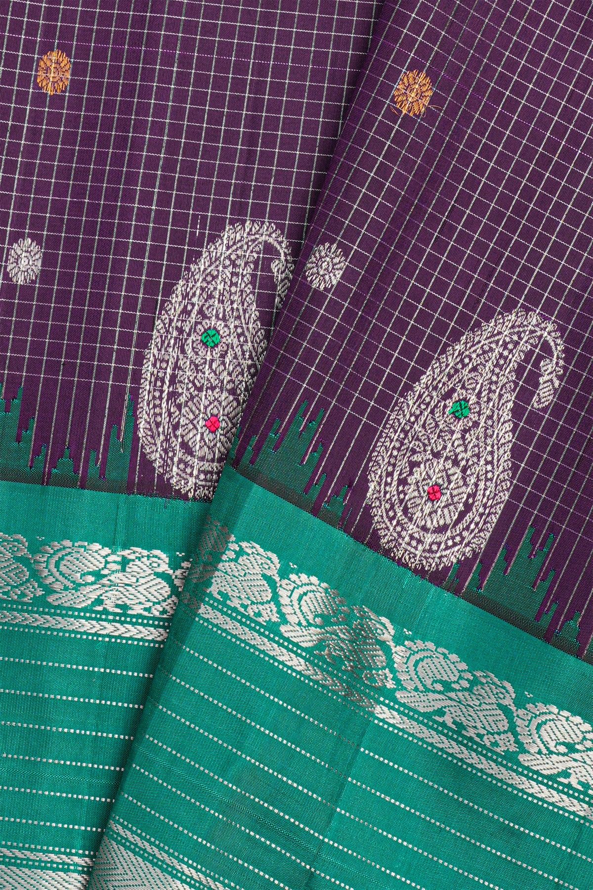 Gadwal Silk Navy Blue Saree