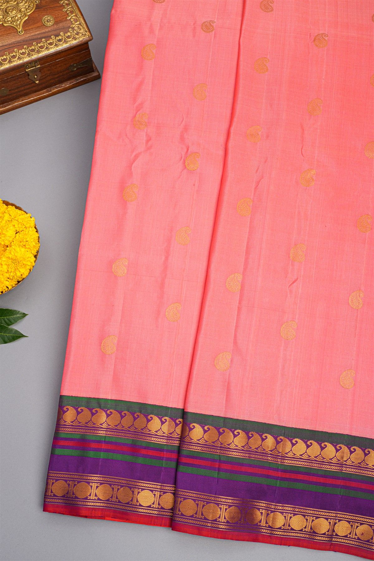 Gadwal Silk Baby Pink Saree