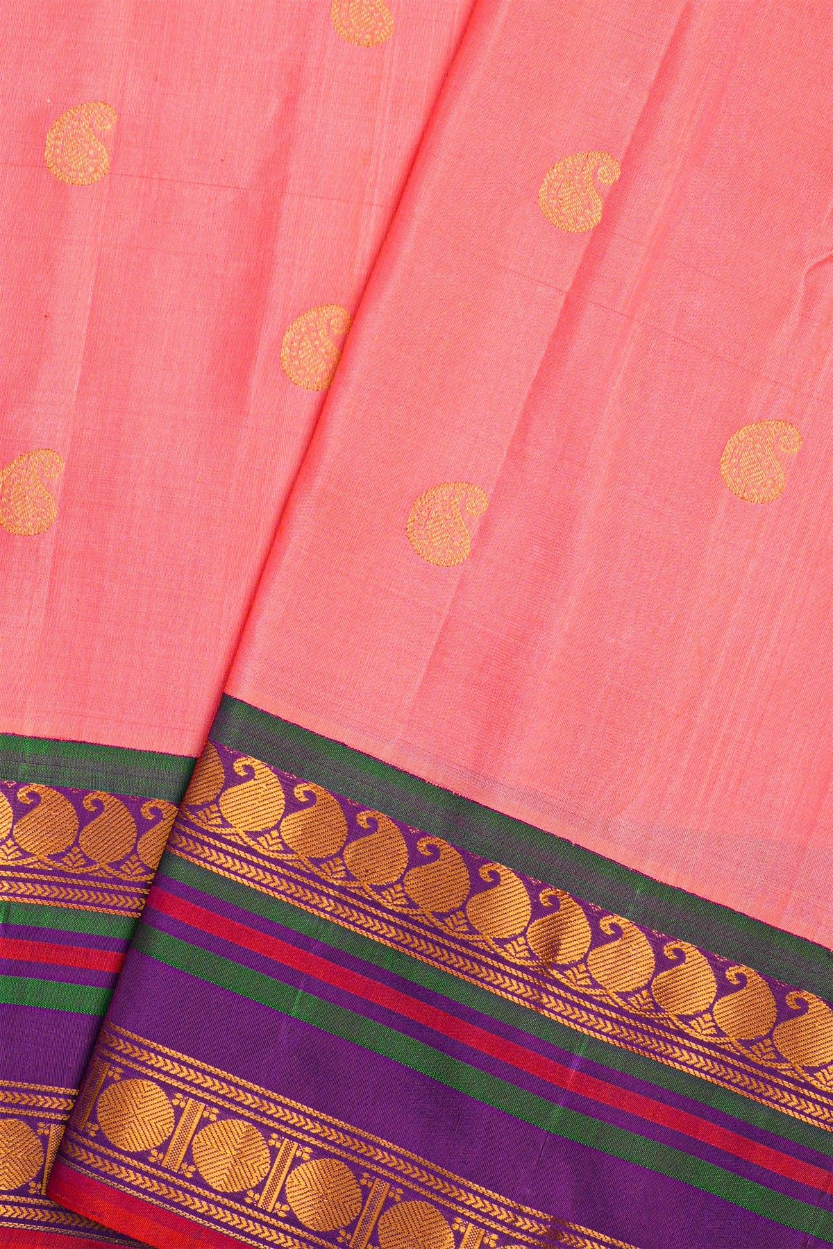 Gadwal Silk Baby Pink Saree