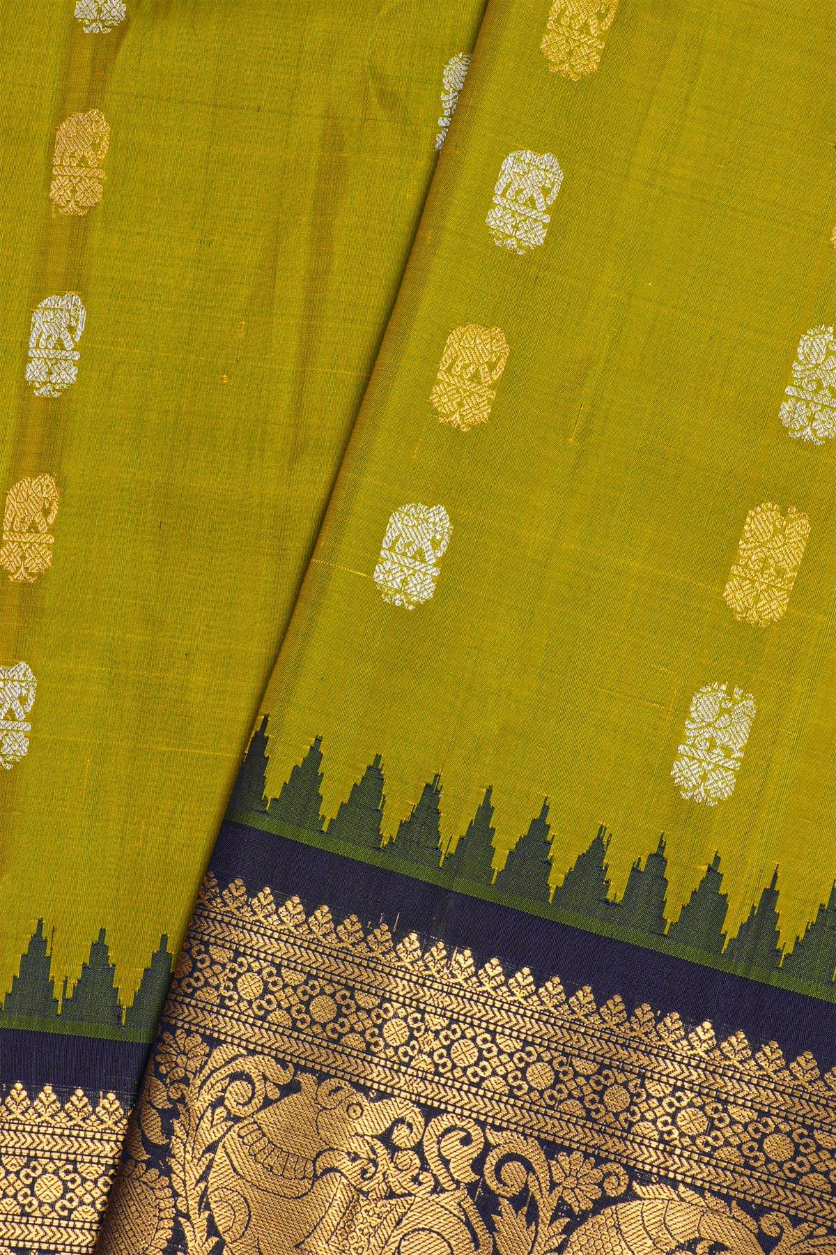 Gadwal Silk Lime Green Saree