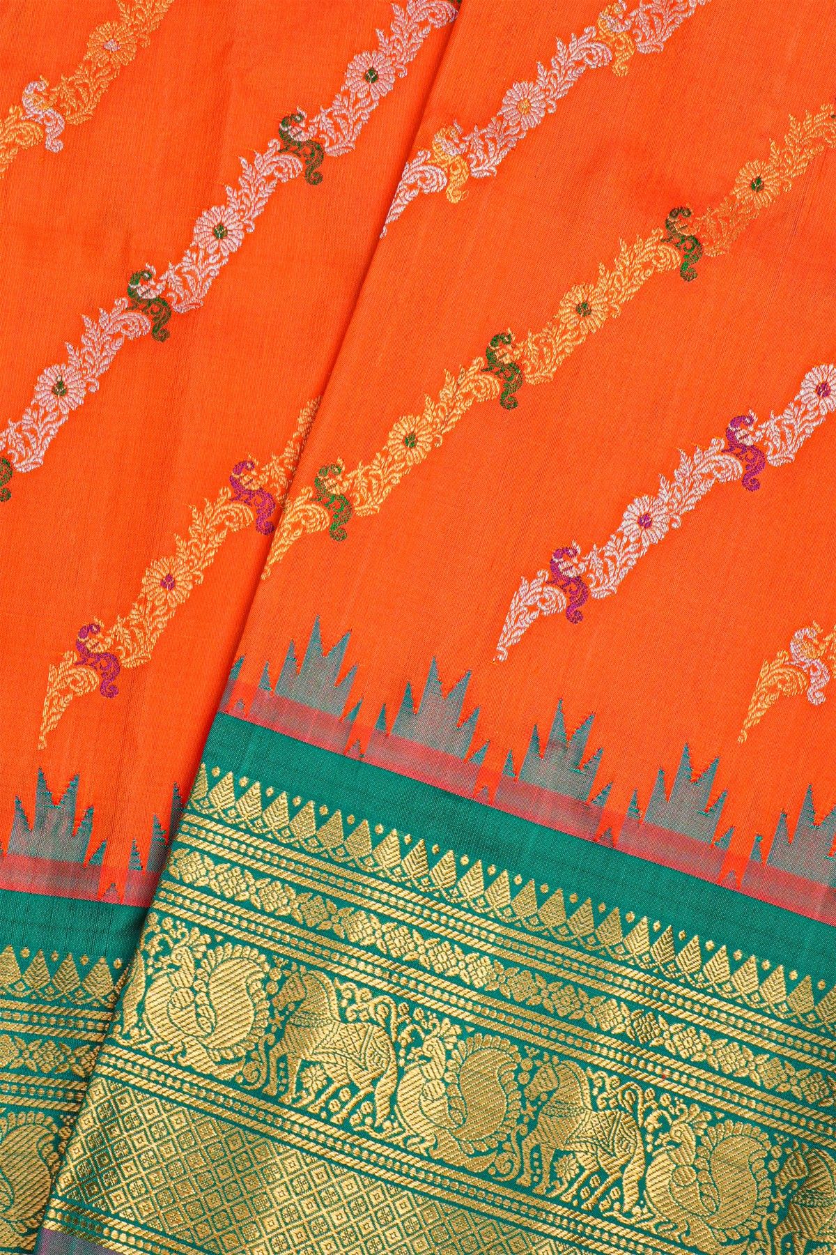Gadwal Silk Orange Saree