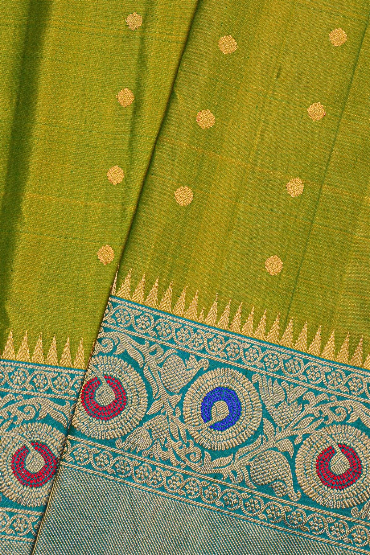 Gadwal Silk Mehendi Green Saree