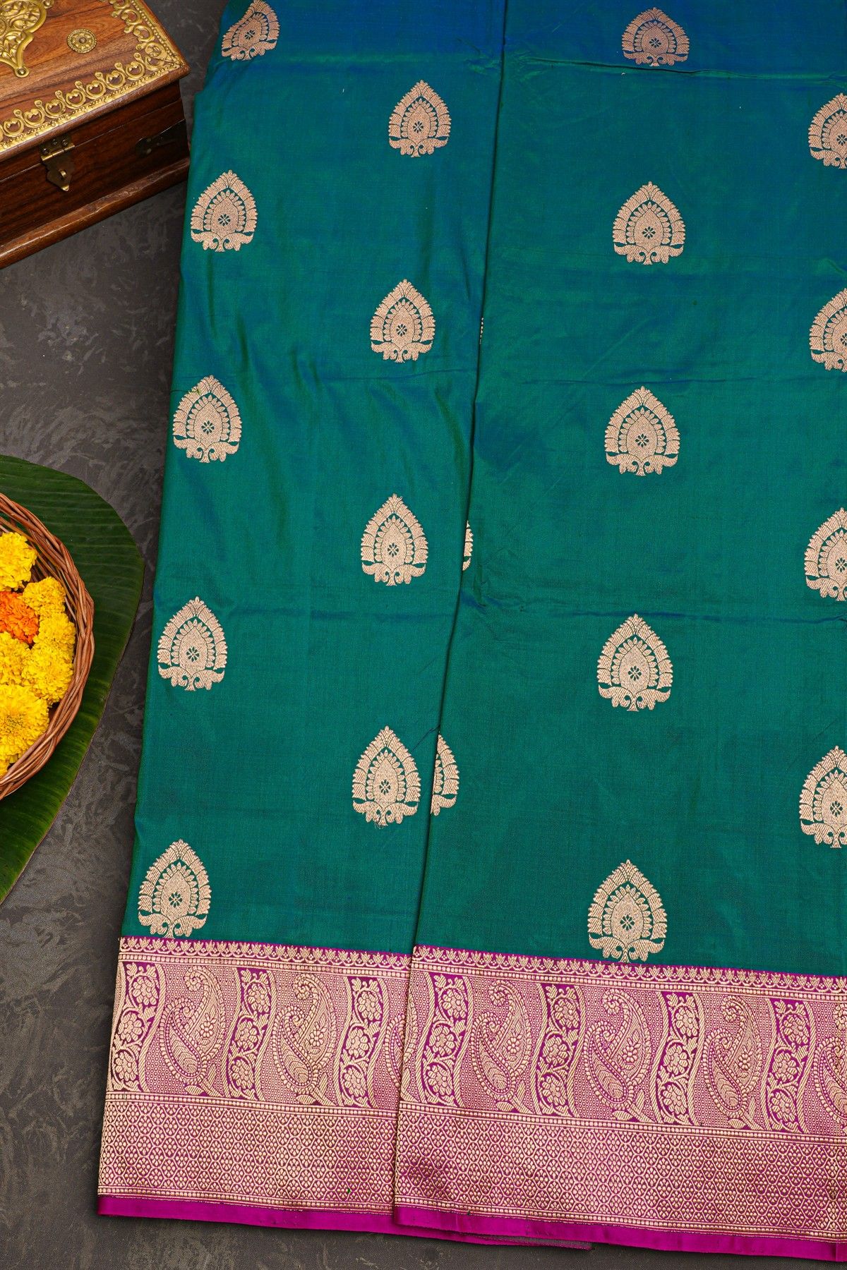 Banarasi Silk Bottle Green Saree