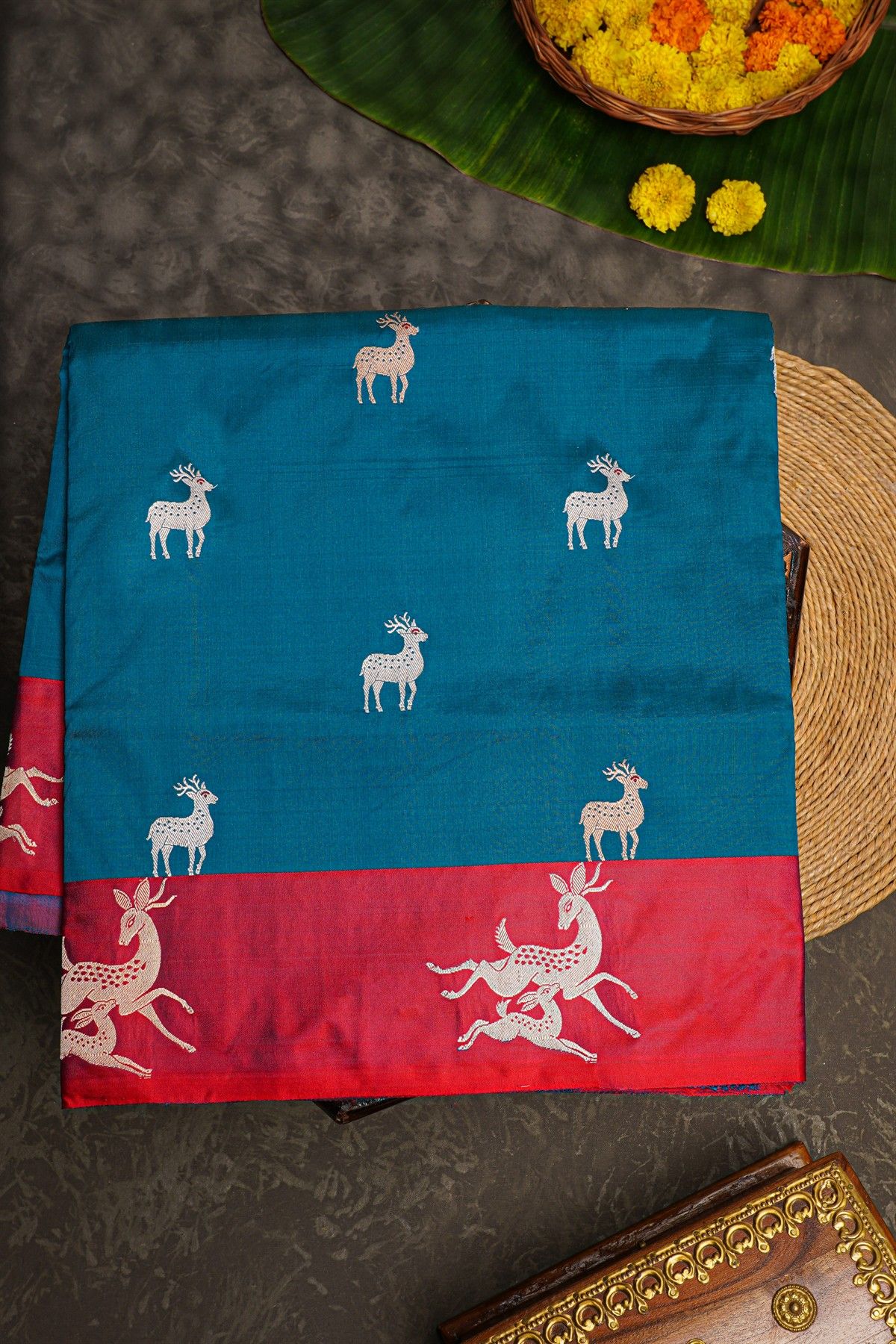 Banarasi Silk Teal Blue Saree