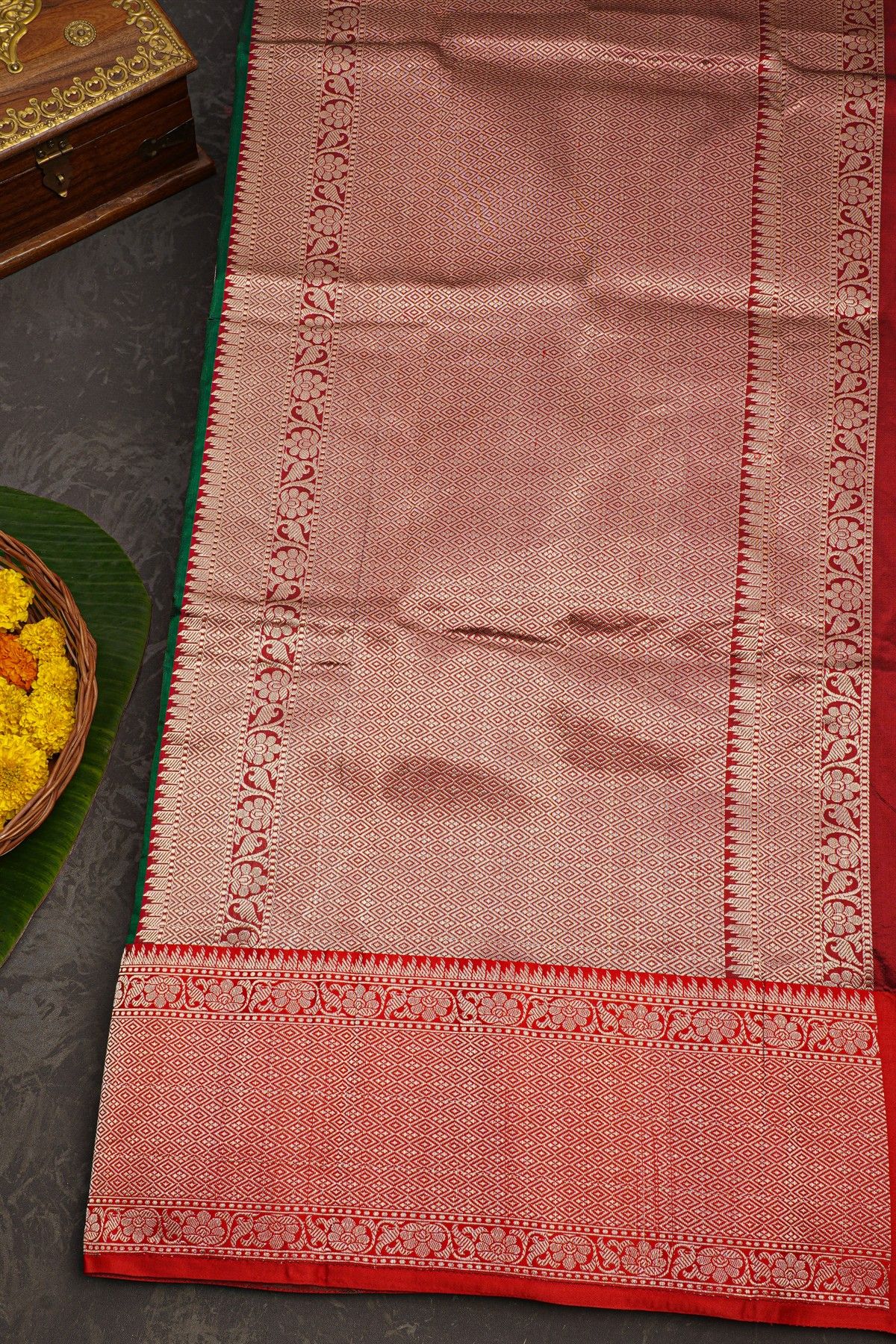 Banarasi Silk Bottle Green Saree