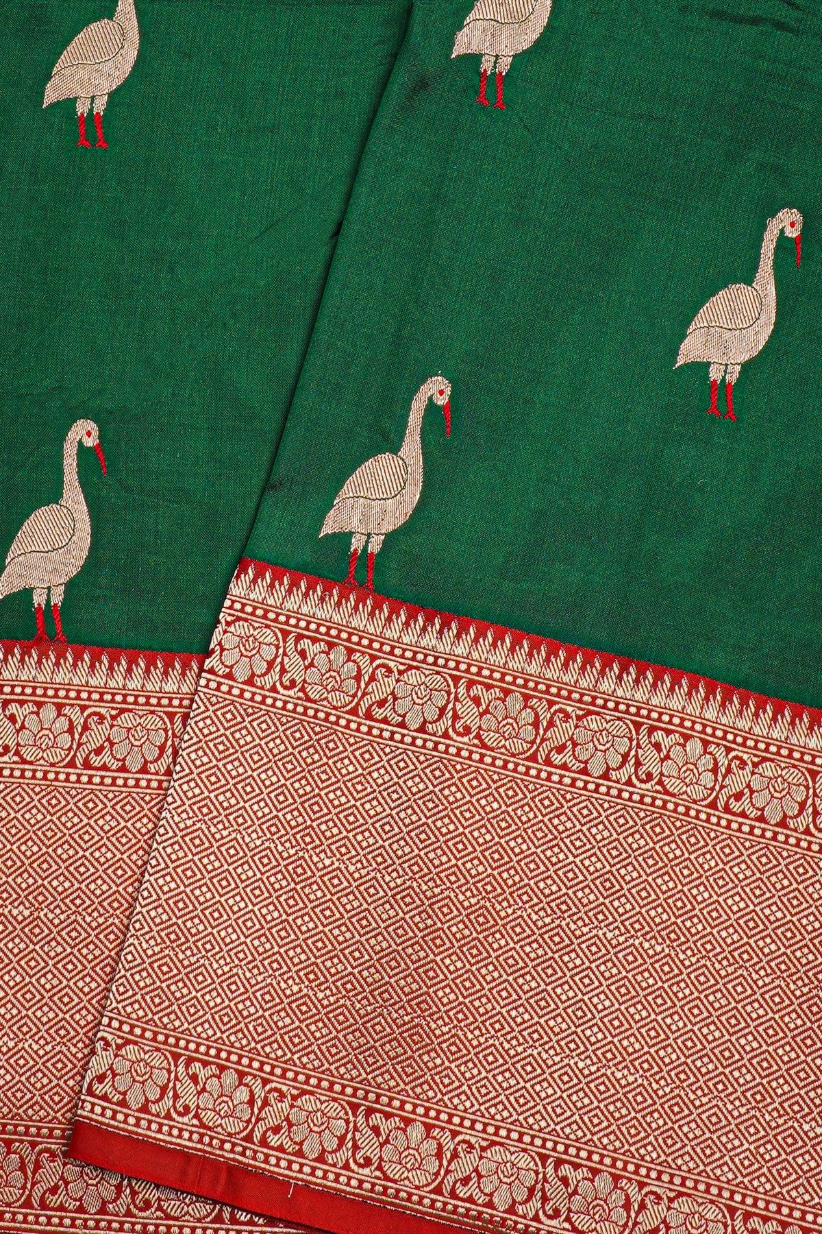 Banarasi Silk Bottle Green Saree