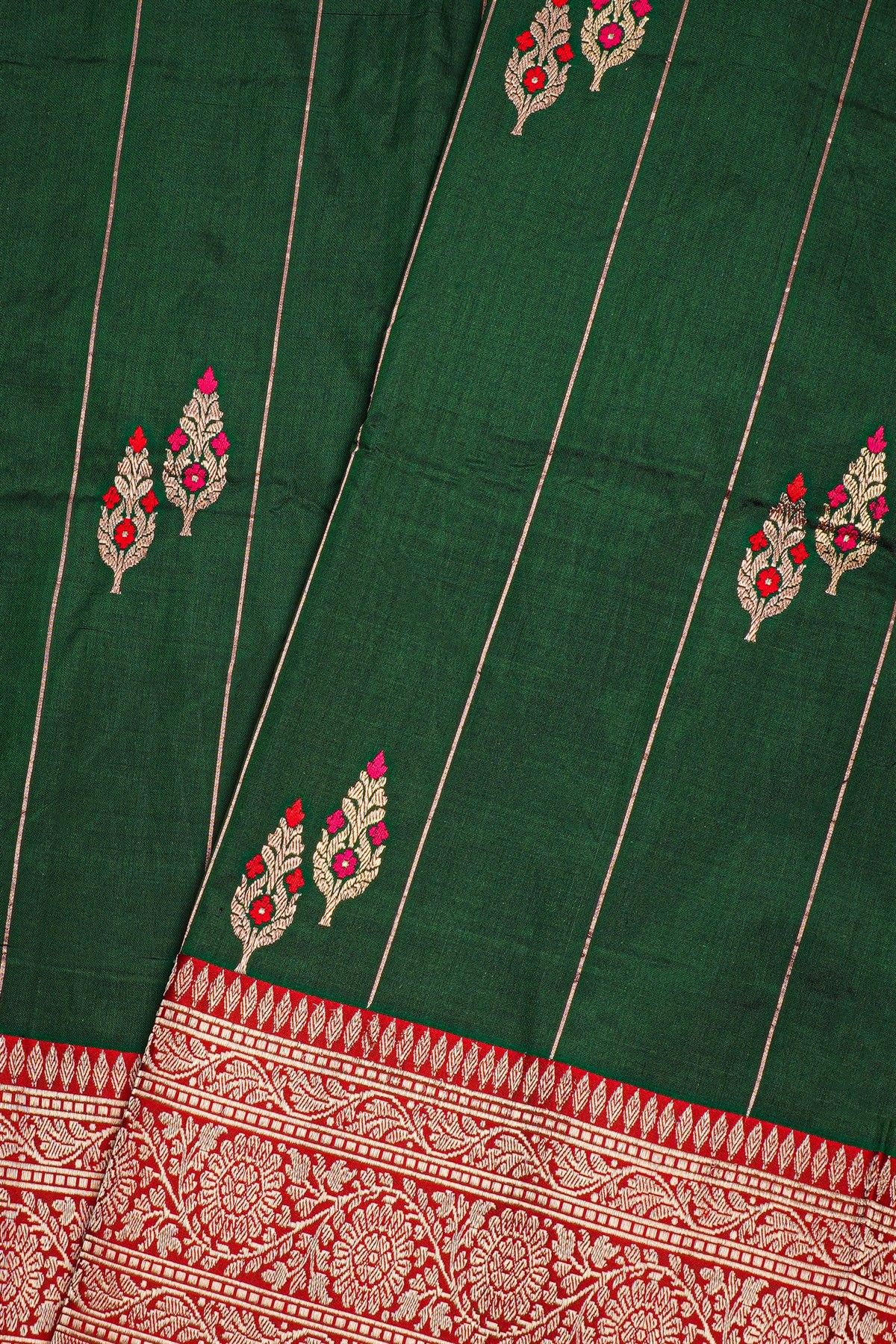 Banarasi Silk Bottle Green Saree