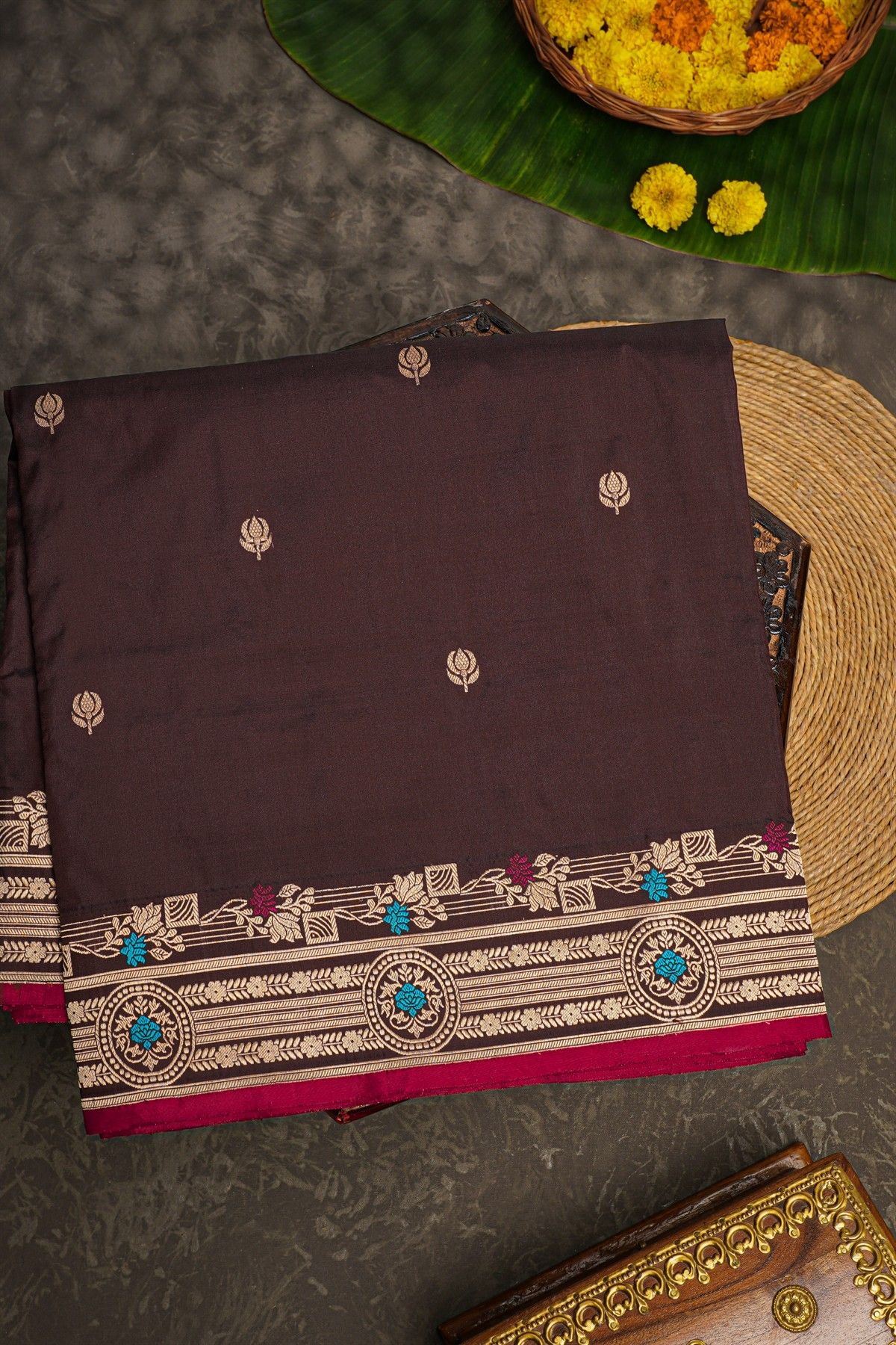 Banarasi Silk Brown Saree