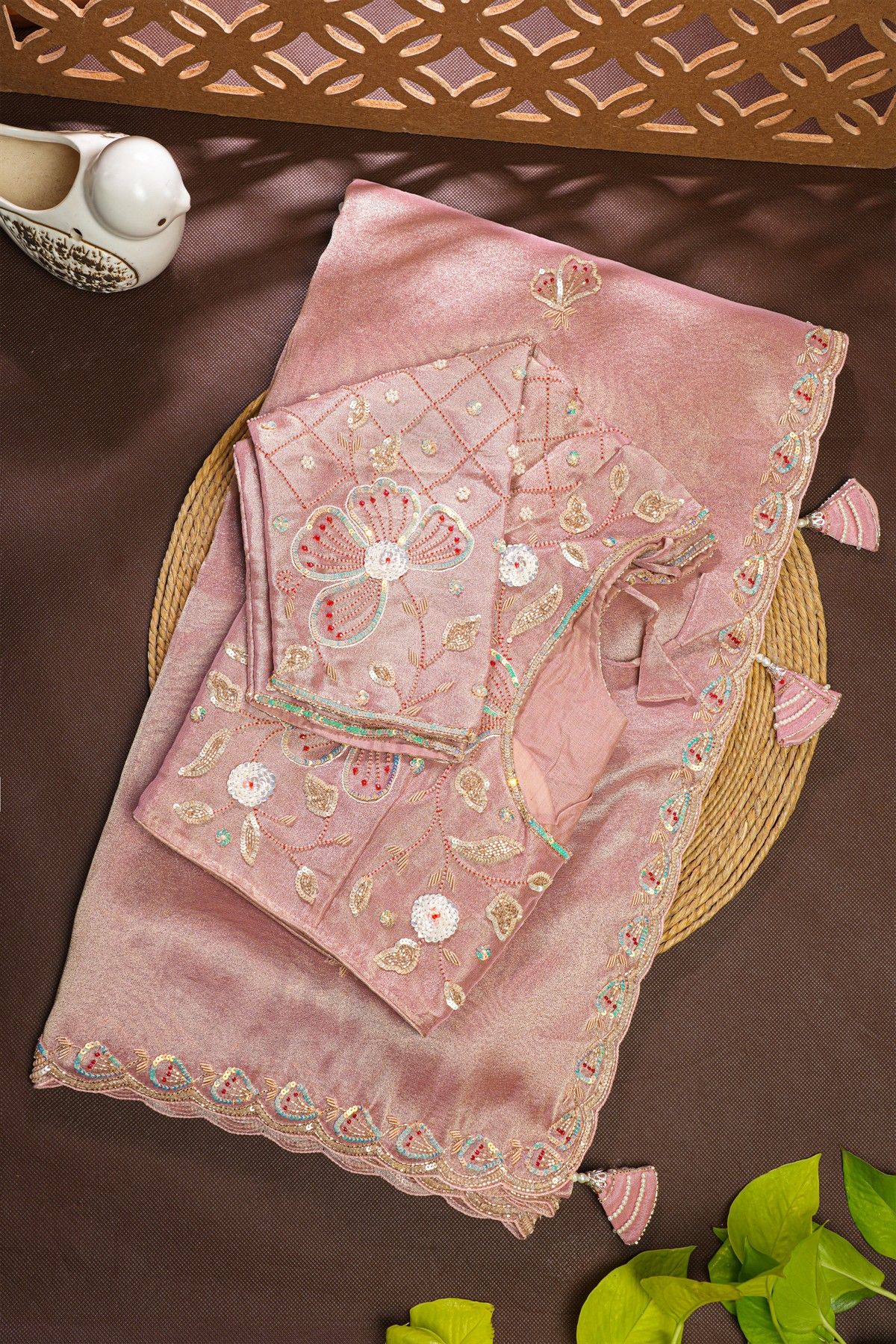 Designer Tissue Onion Pink Saree