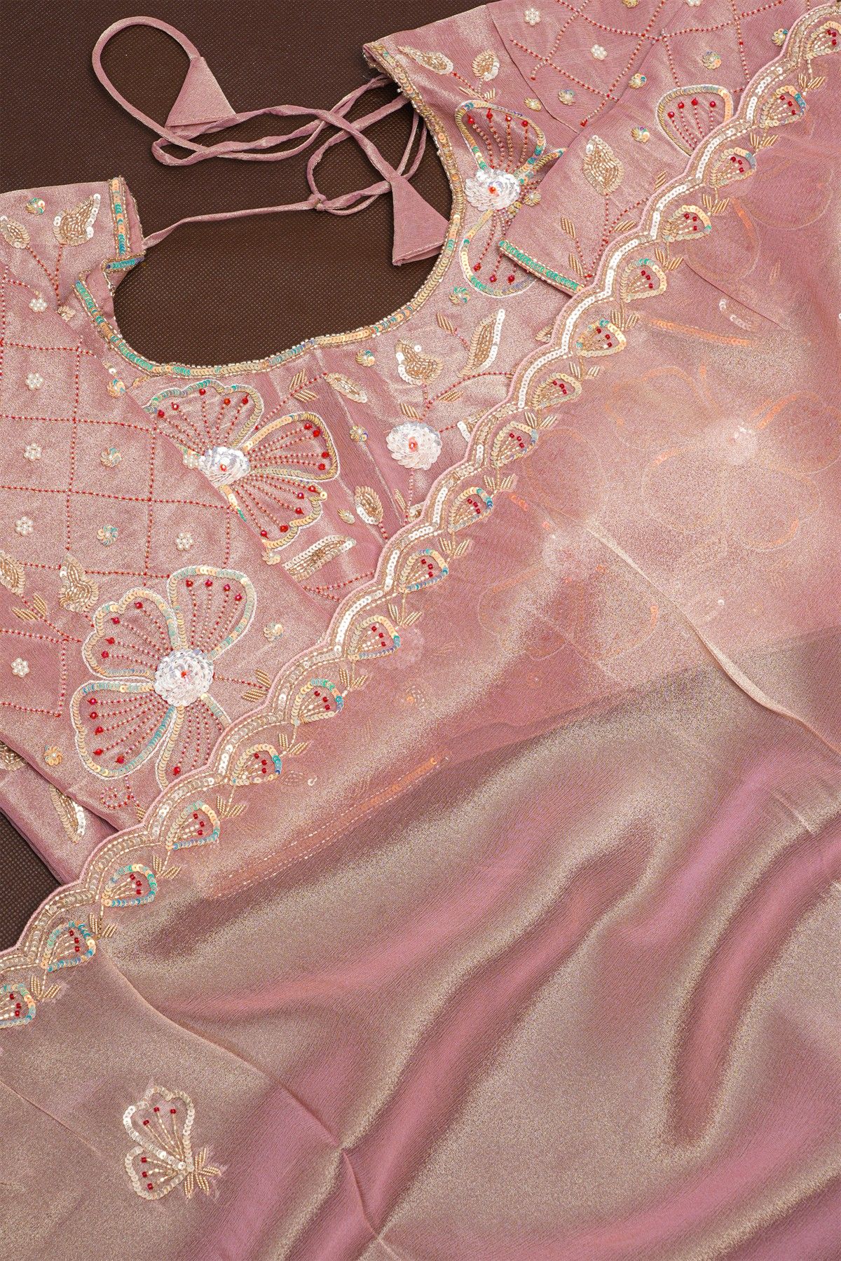 Designer Tissue Onion Pink Saree