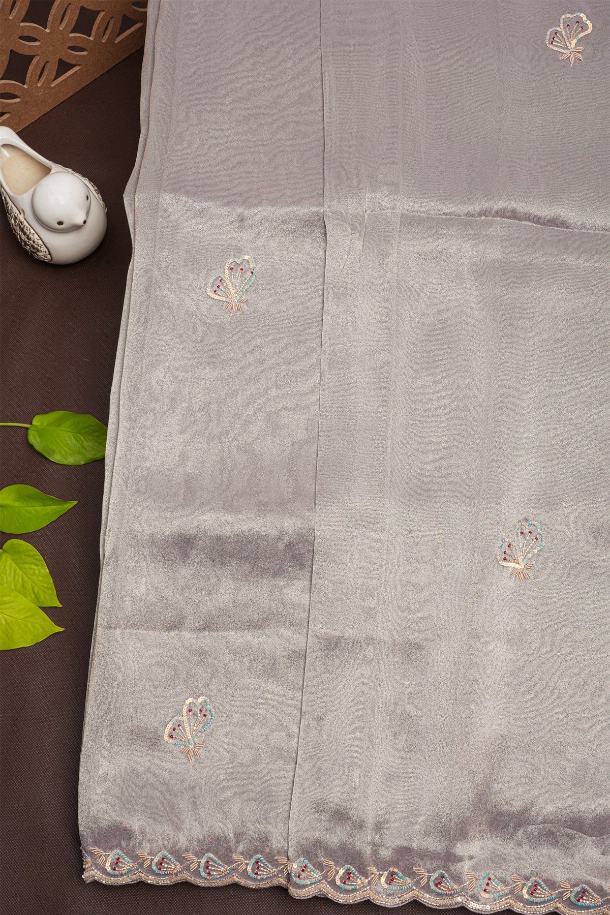 Designer Tissue Grey Saree