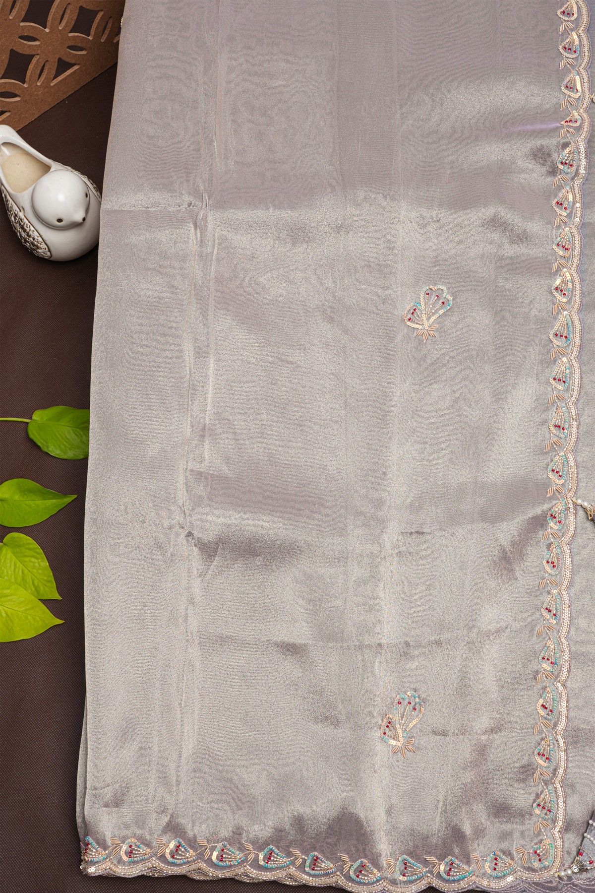 Designer Tissue Grey Saree