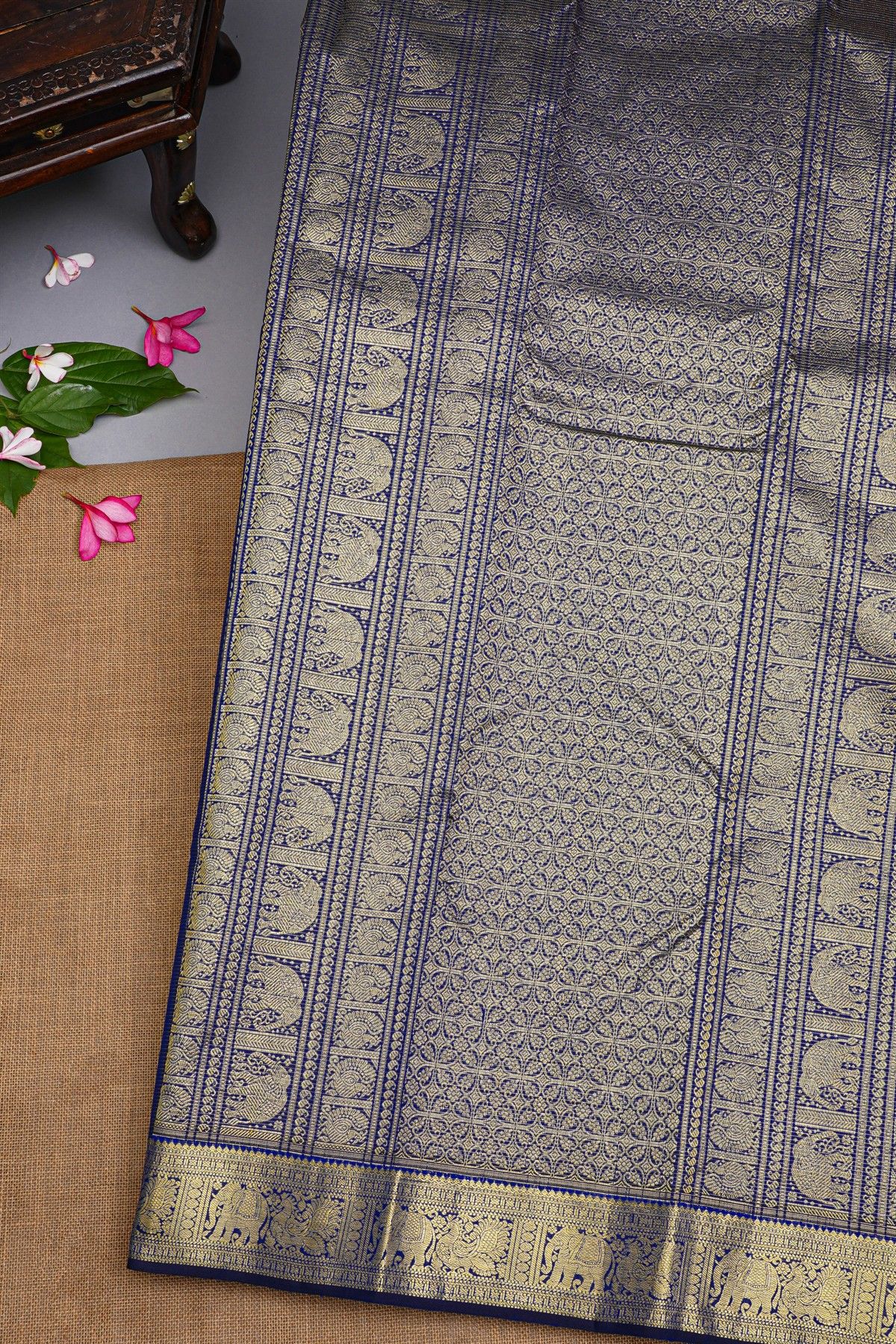 Kancheepuram Silk Navy Blue Saree