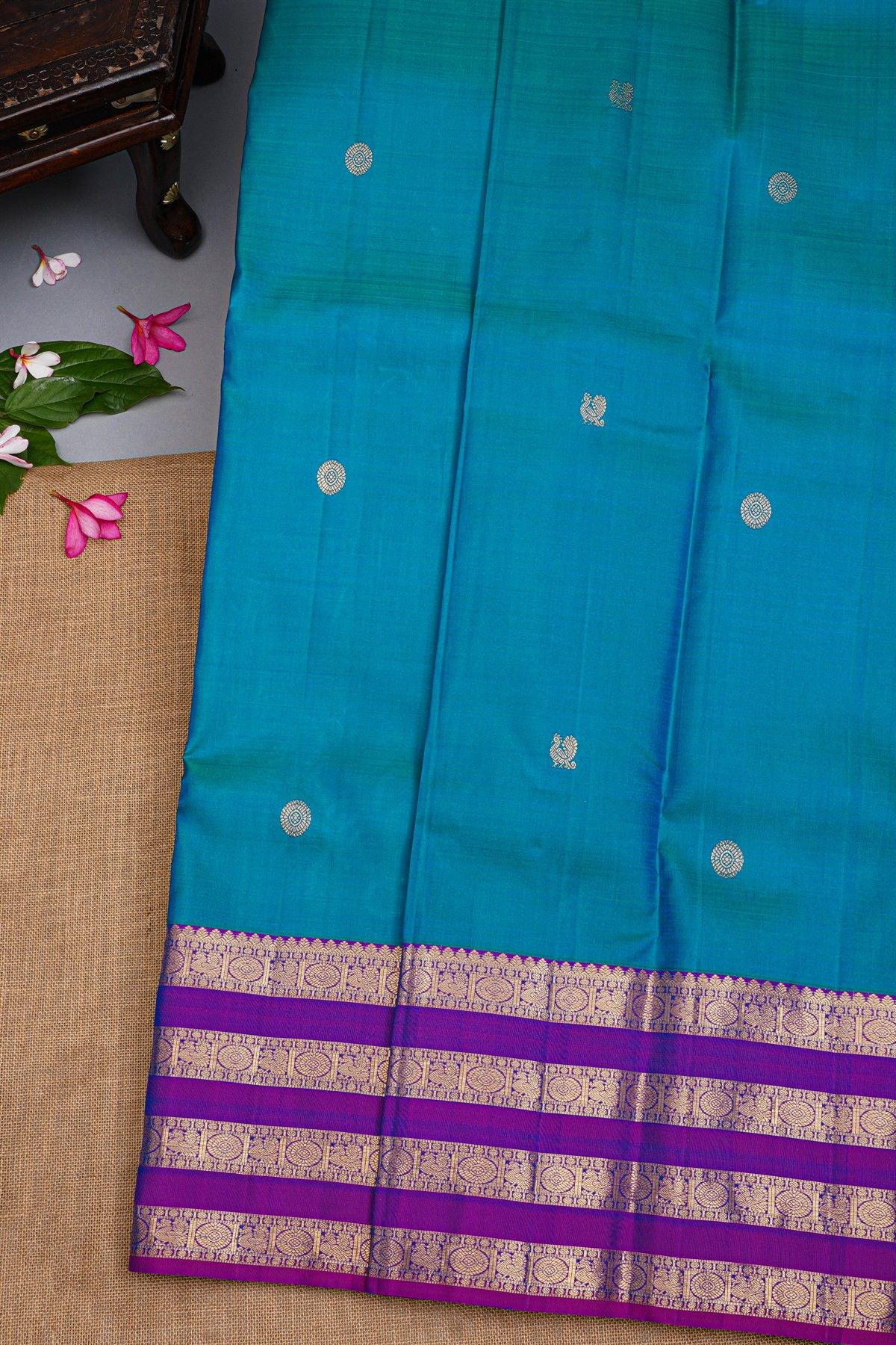 Kancheepuram Silk Sea Blue Saree