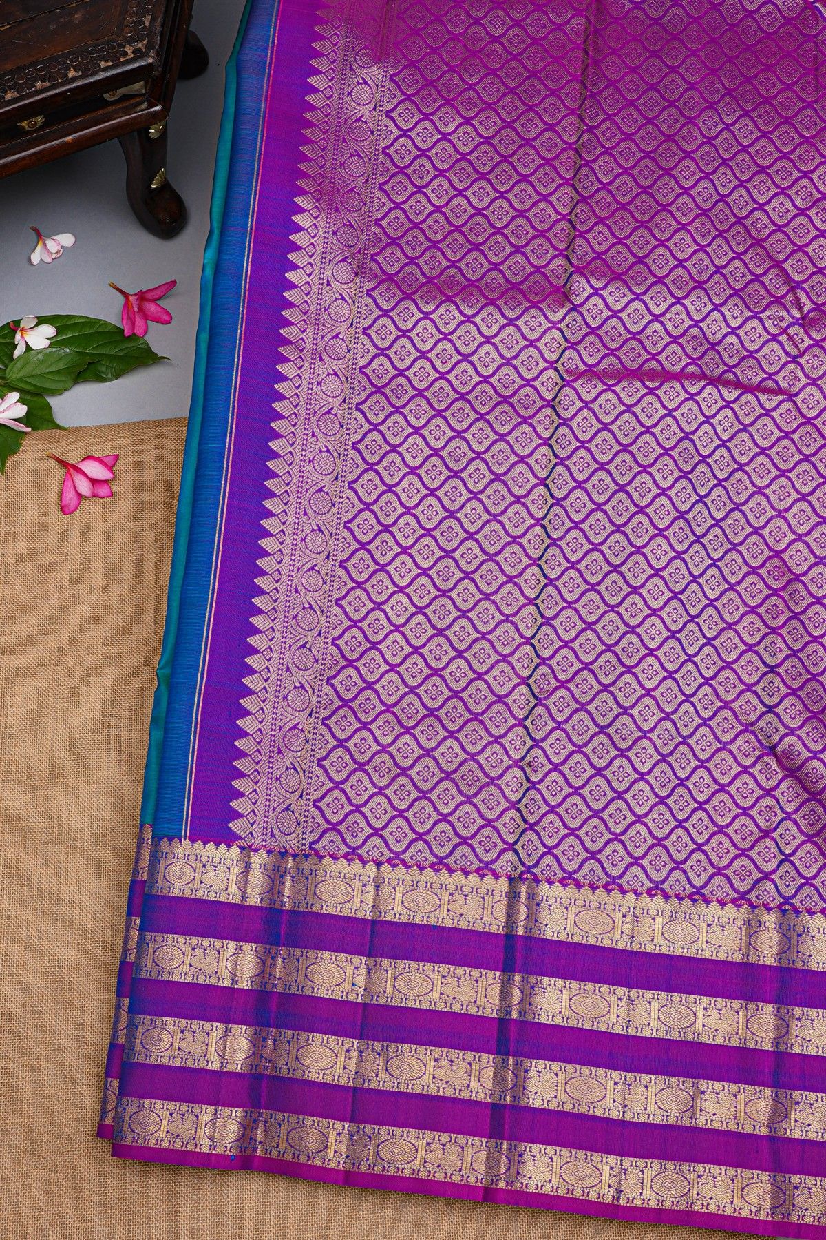 Kancheepuram Silk Sea Blue Saree