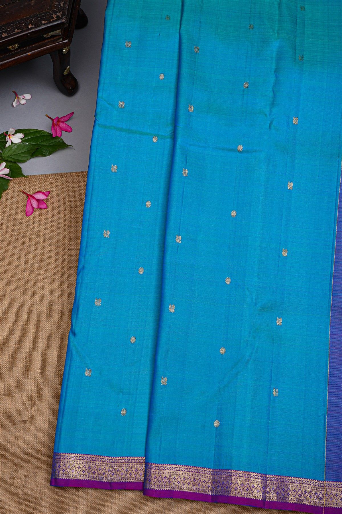 Kancheepuram Silk Sea Blue Saree