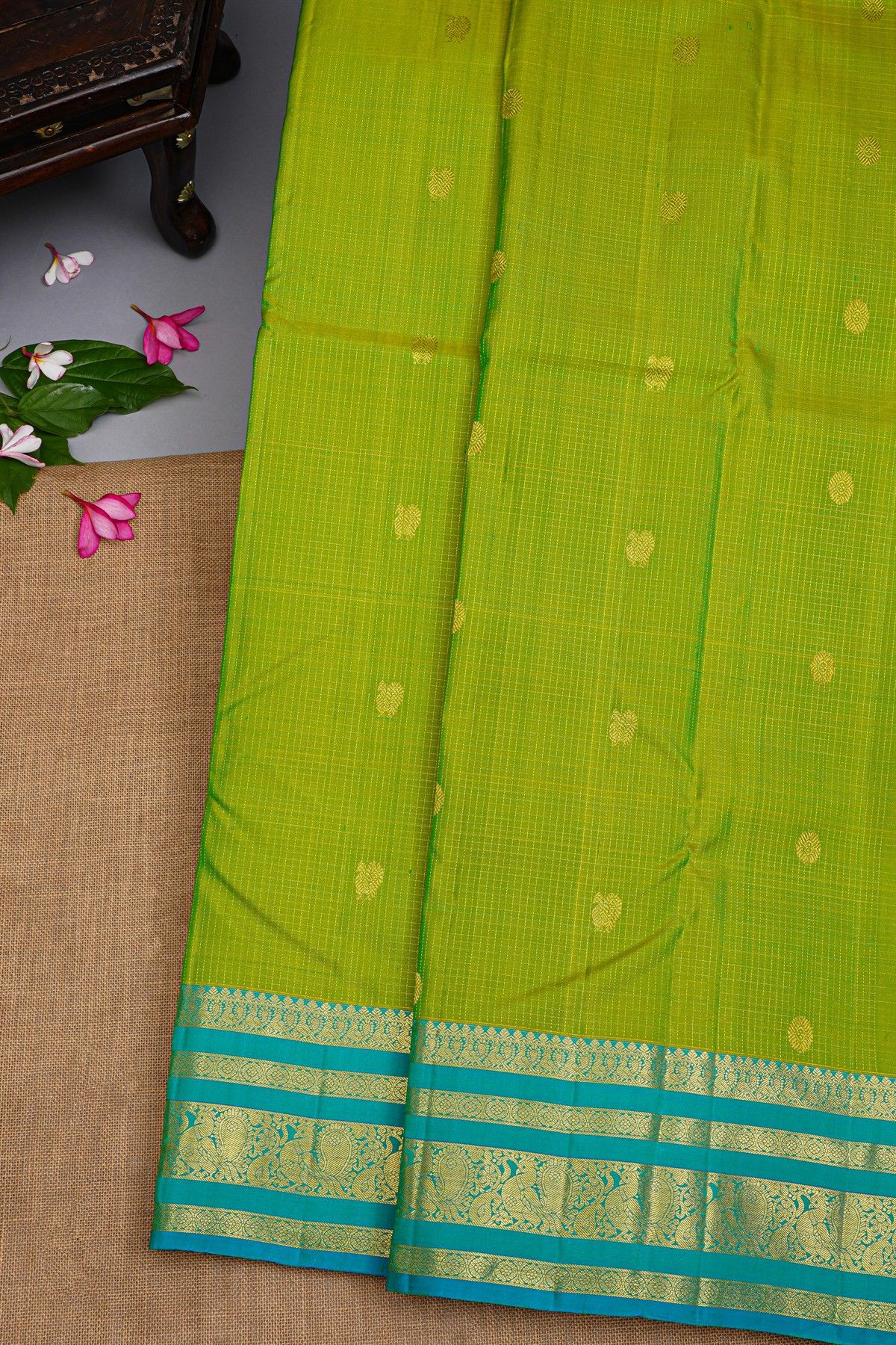 Kancheepuram Silk Parrot Green Saree
