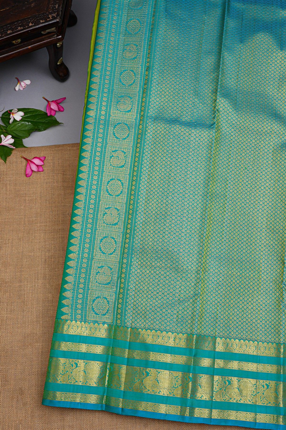 Kancheepuram Silk Parrot Green Saree