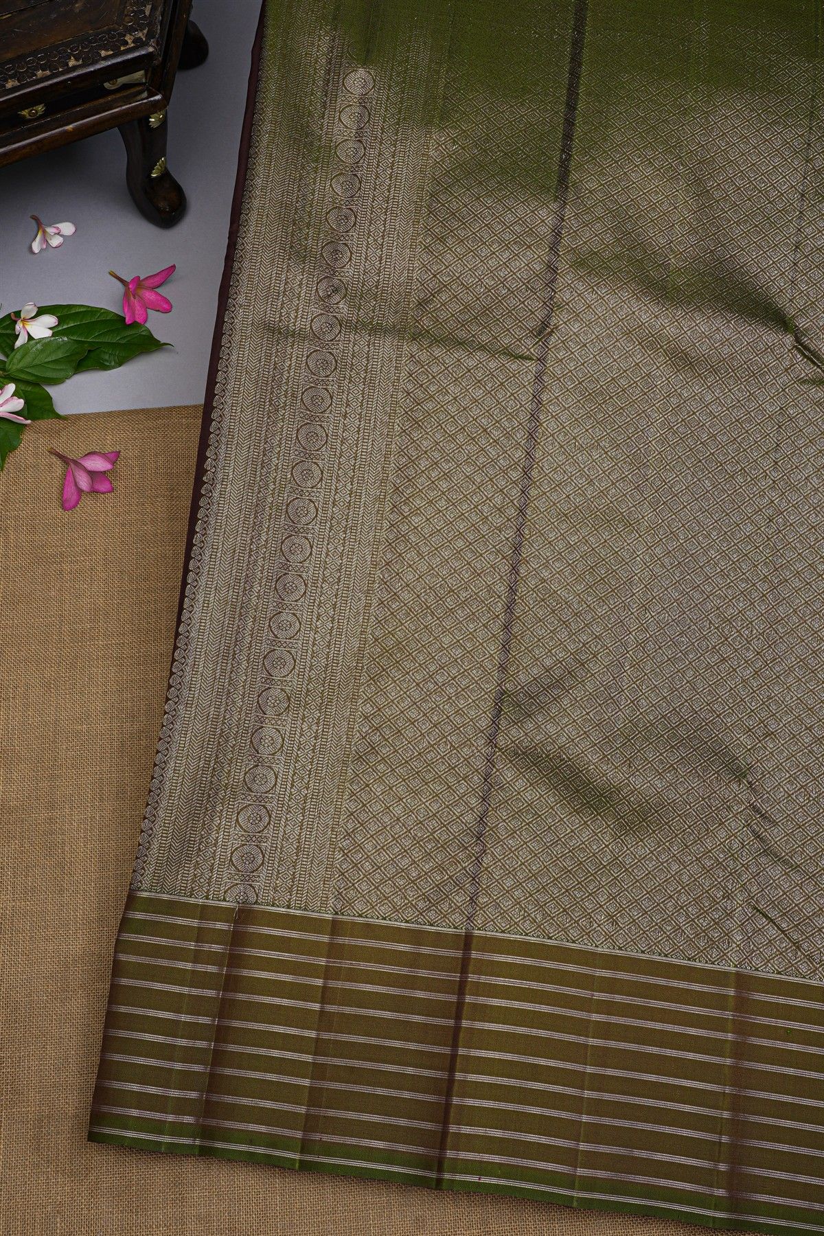 Kancheepuram Silk Dark Brown Saree