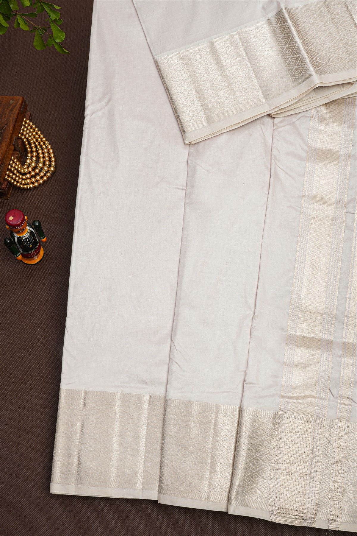 Kancheepuram Silk Off White Pattu Dhoti