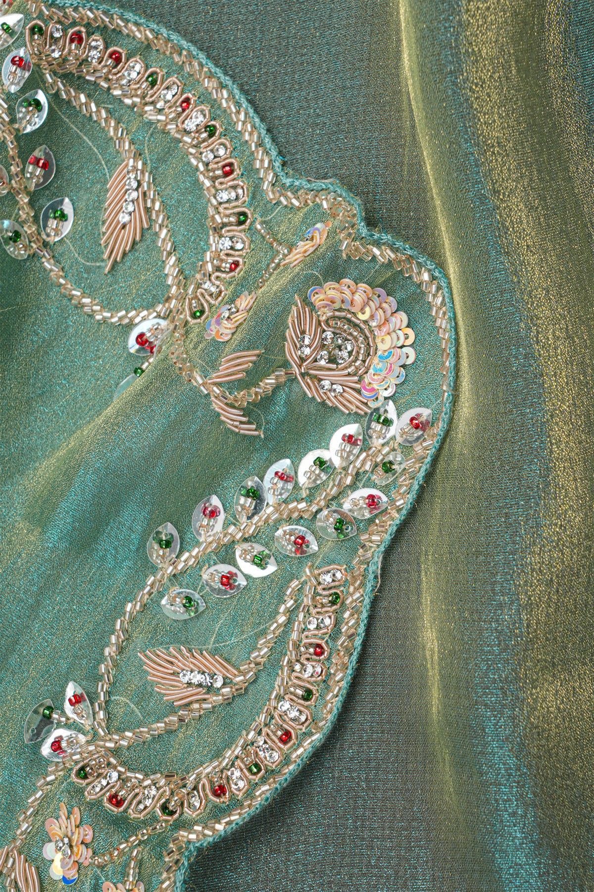 Designer Tissue Sea Green Saree