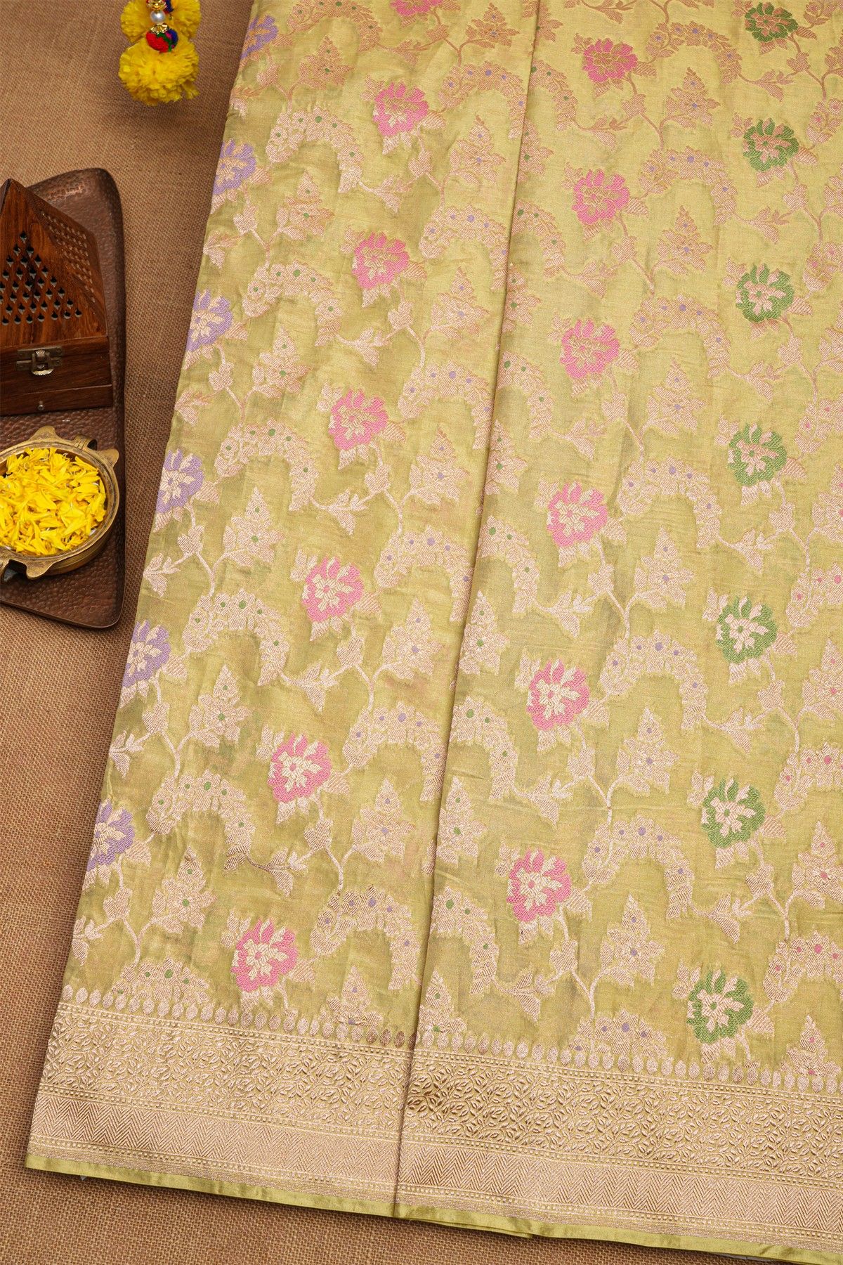 Banarasi Silk Light Yellow Saree