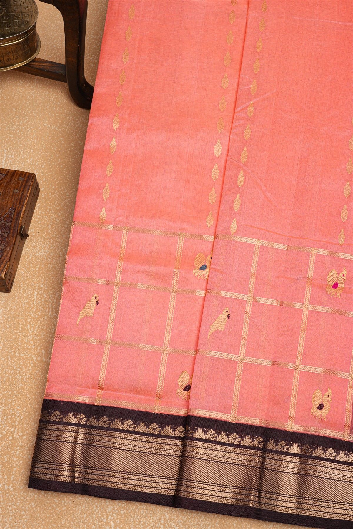 Kuppadam Sico Light Peach Saree