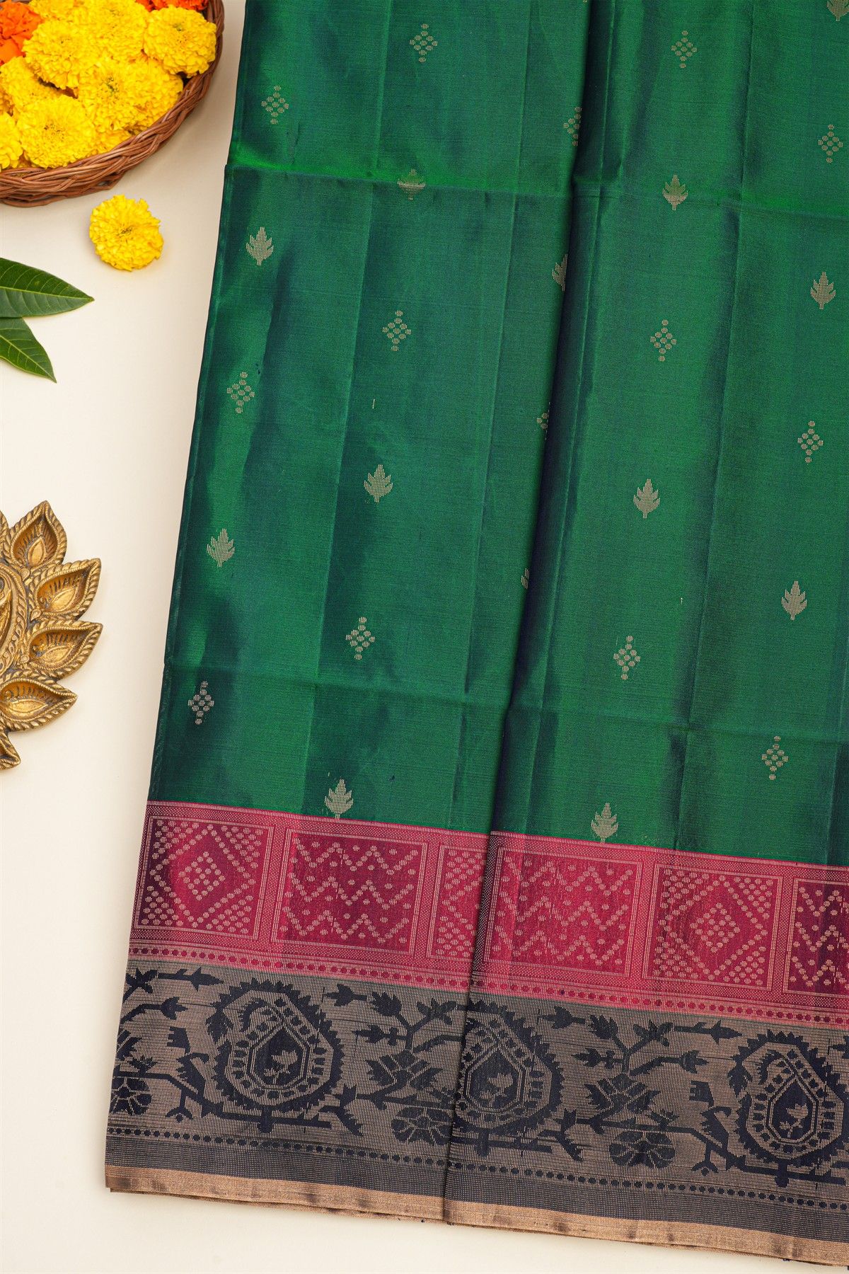 Coimbatore Soft Silk Bottle Green Saree