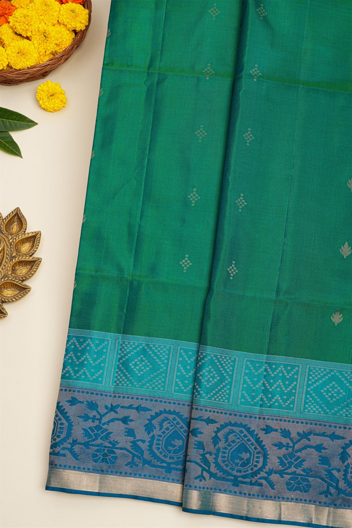 Coimbatore Soft Silk Peacock Green Saree