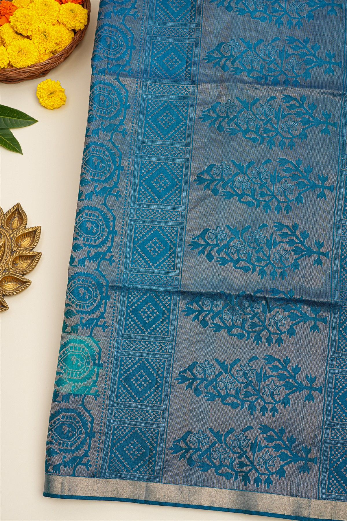 Coimbatore Soft Silk Peacock Green Saree