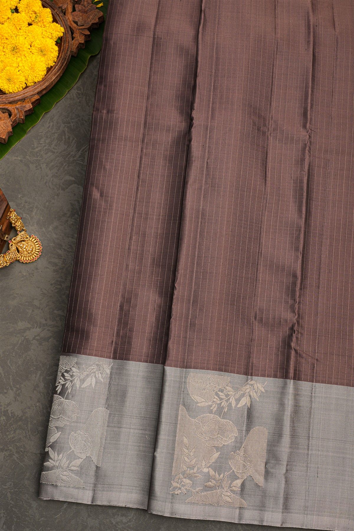 Coimbatore Soft Silk Dark Brown Saree