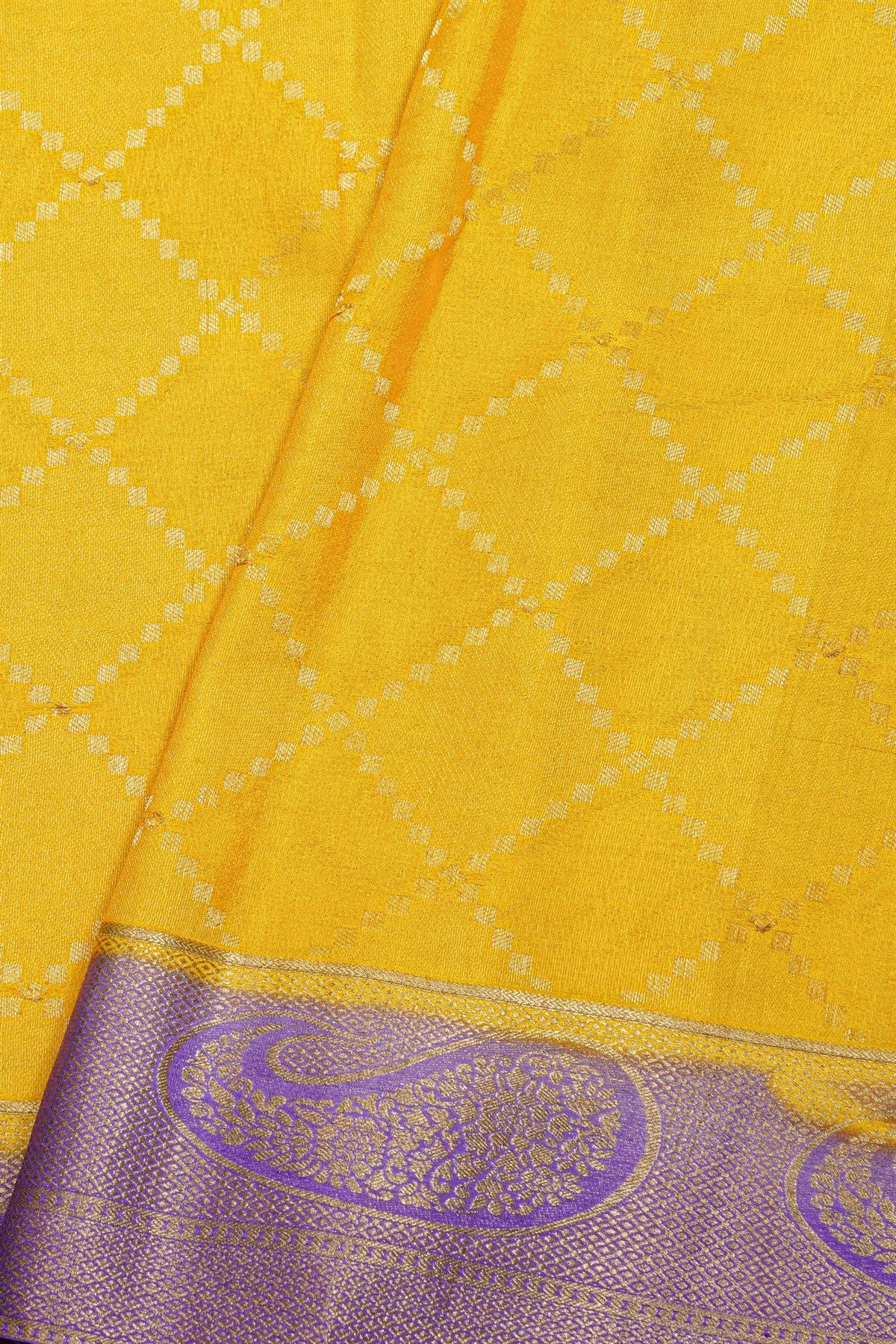 Mysore Crepe Yellow Saree