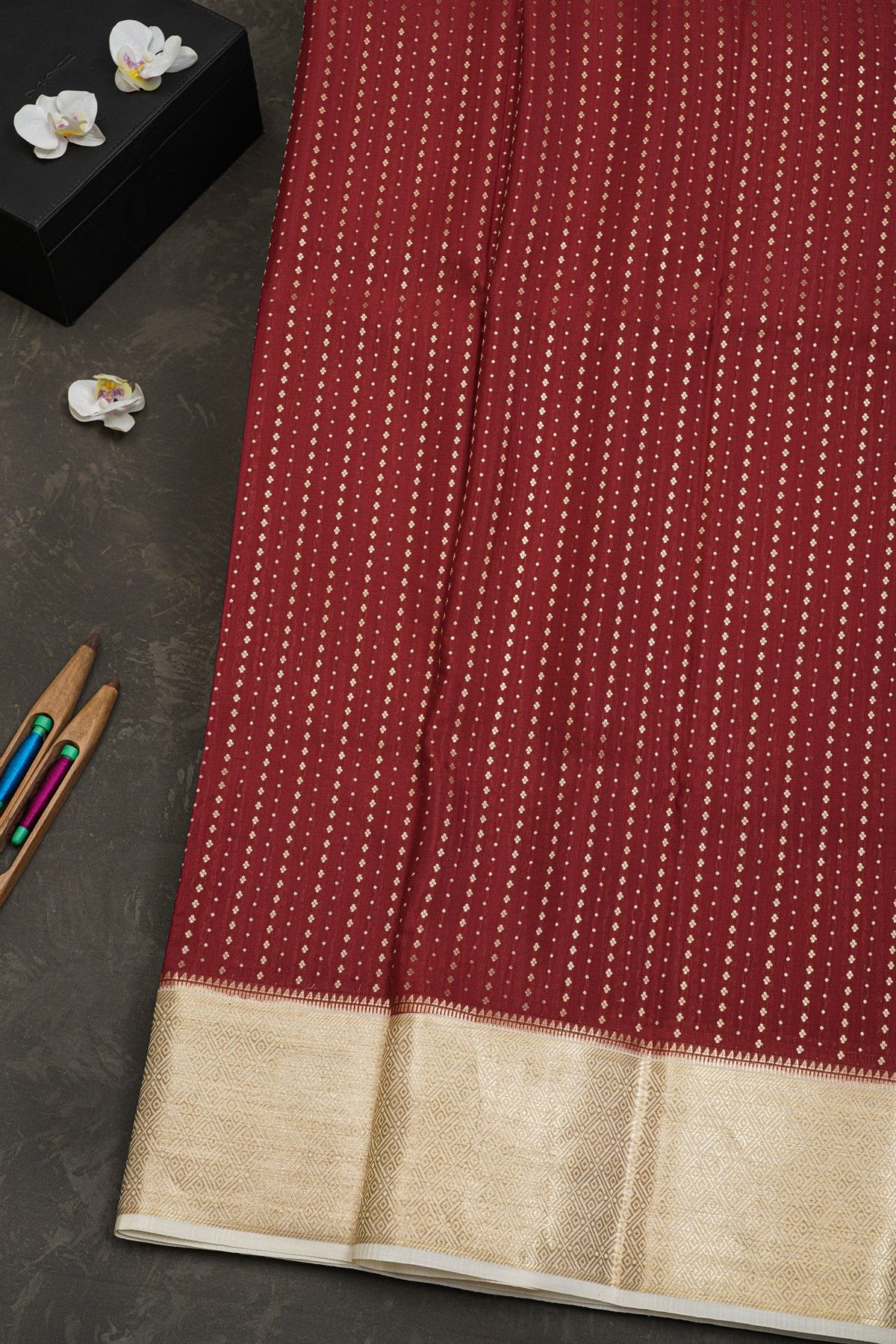 Mysore Crepe Maroon Saree