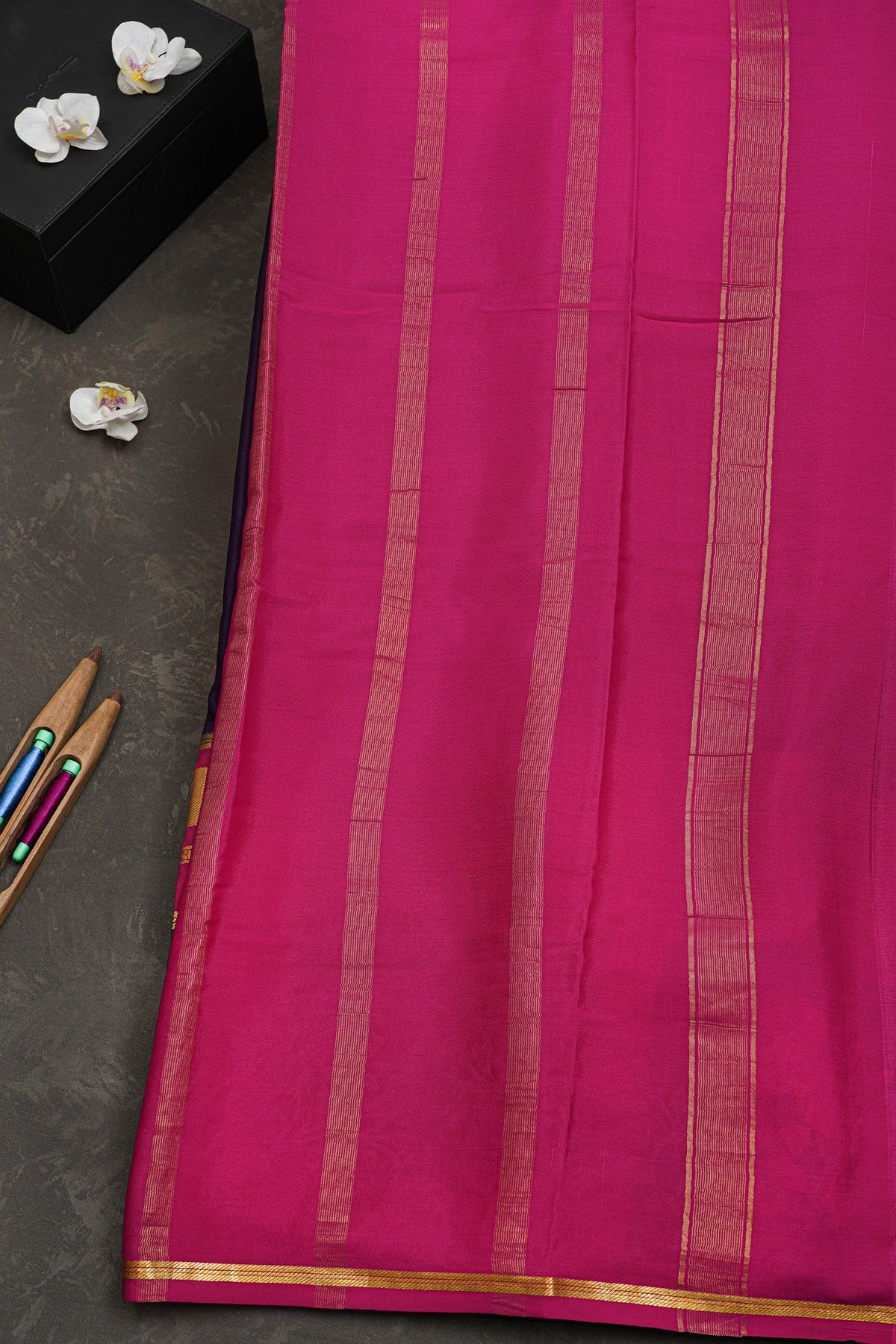 Mysore Crepe Navy Blue Saree