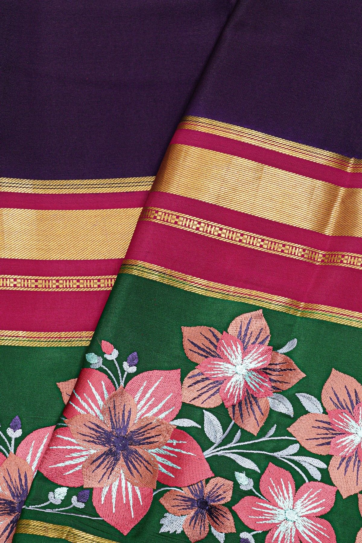 Mysore Crepe Navy Blue Saree