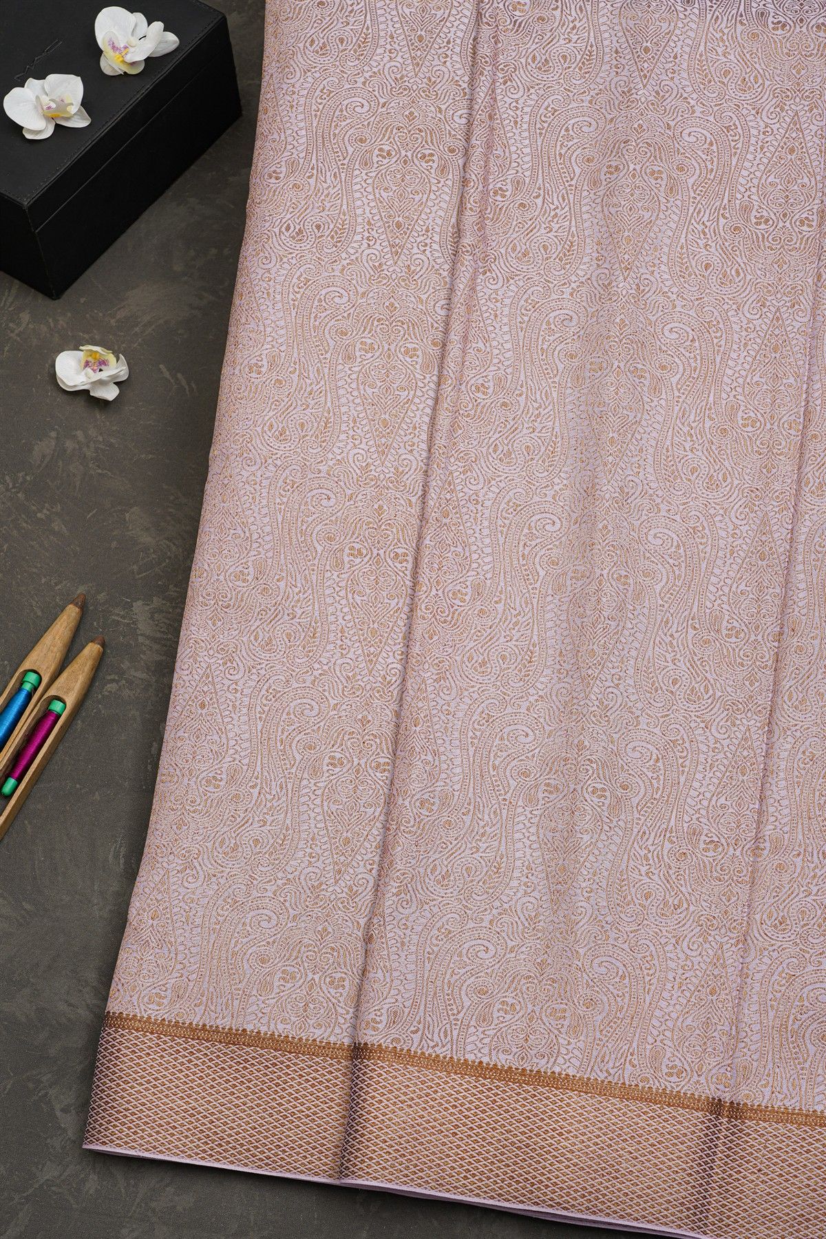 Mysore Crepe Cream Saree