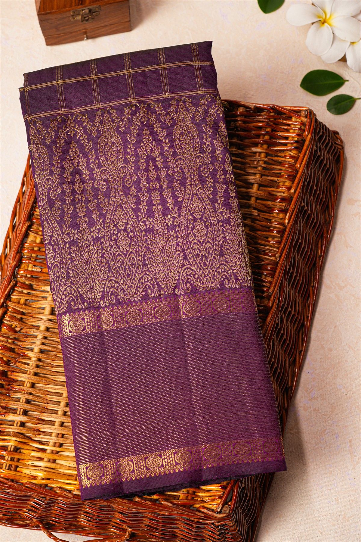 Kancheepuram Silk Dark Purple Saree