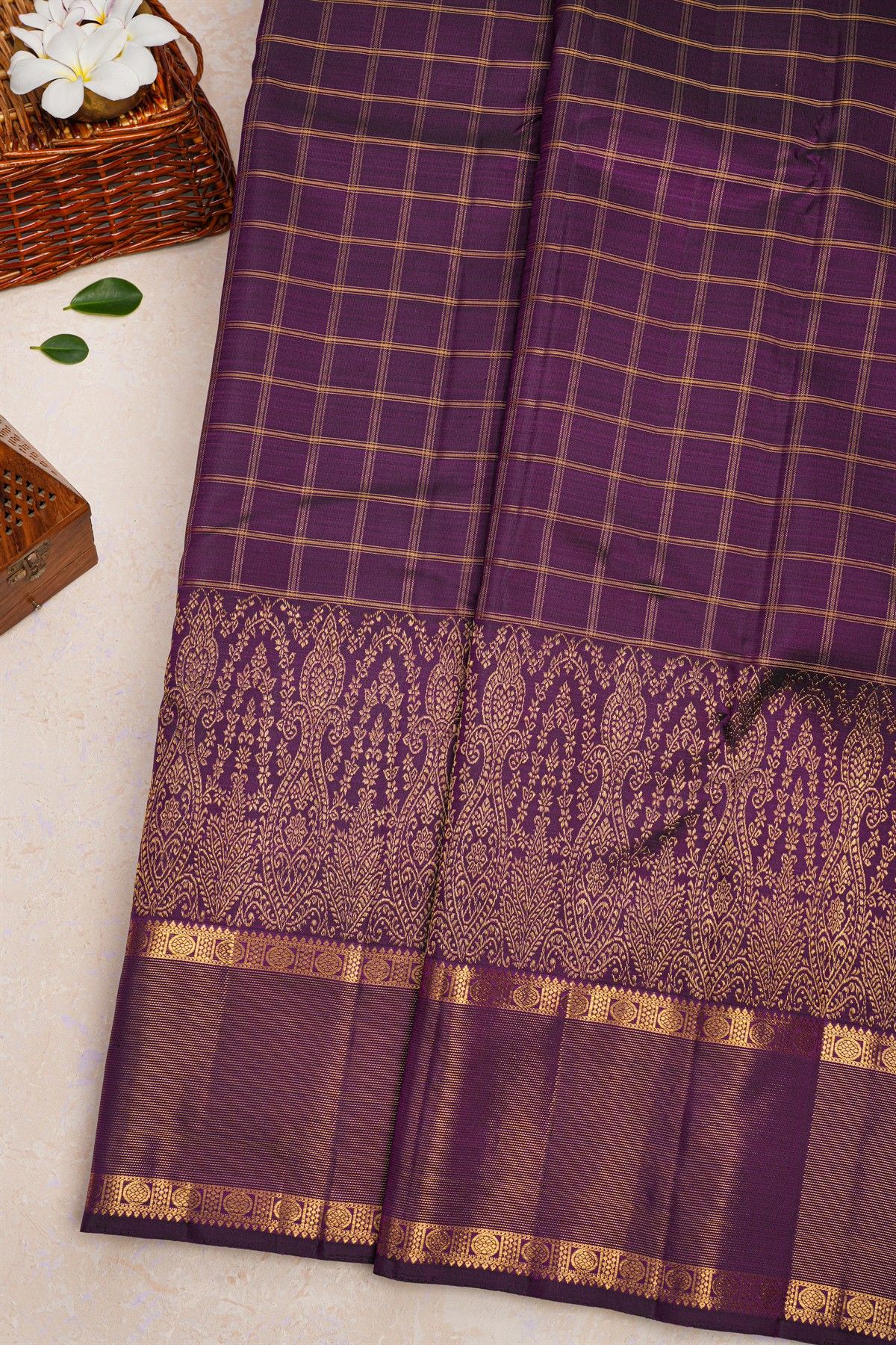 Kancheepuram Silk Dark Purple Saree