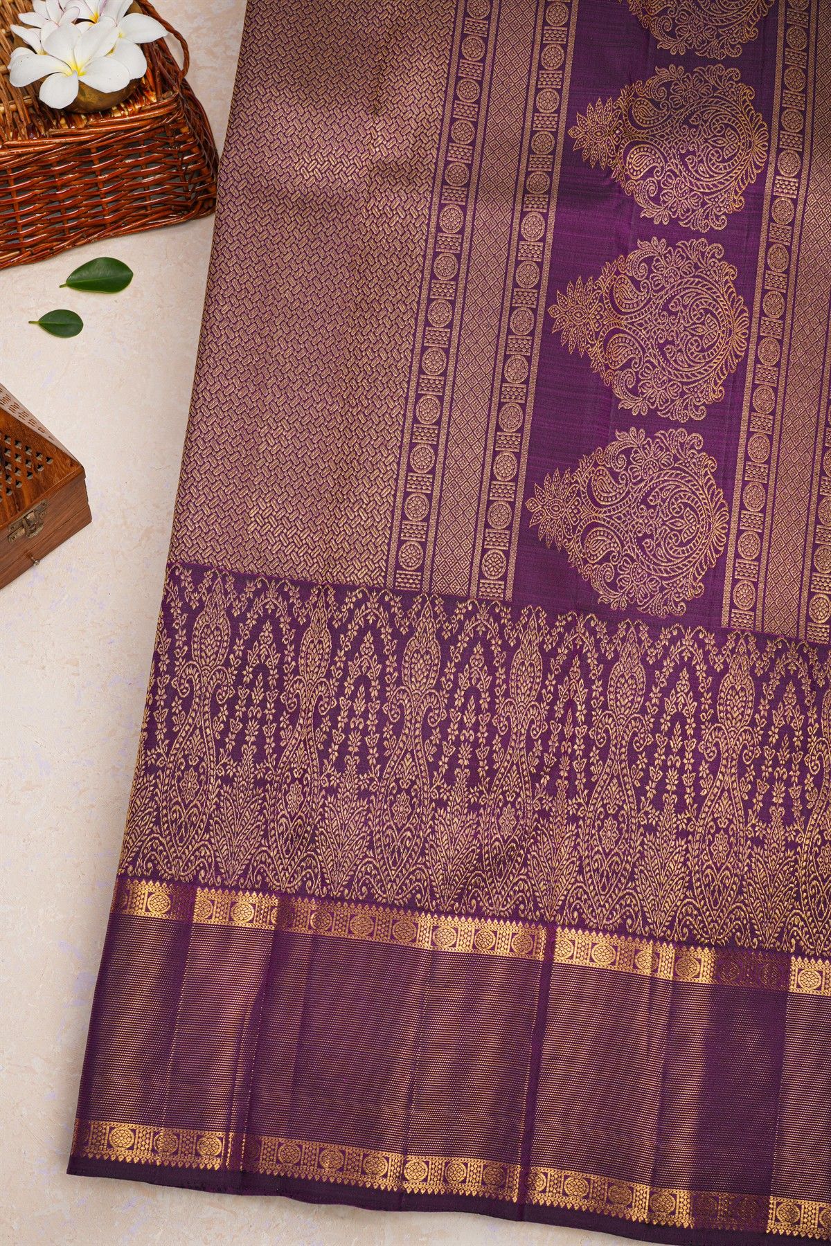 Kancheepuram Silk Dark Purple Saree