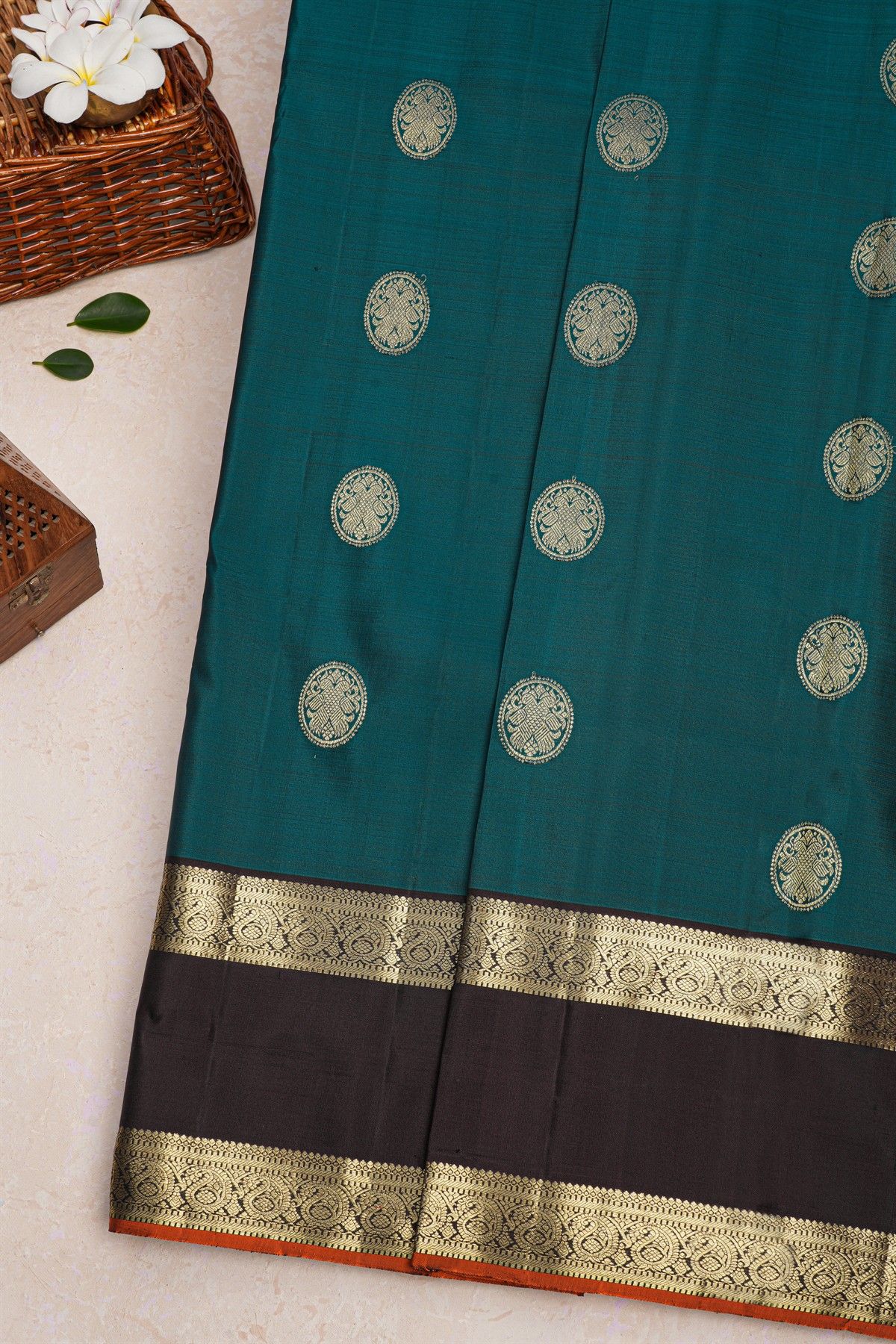 Kancheepuram Silk Teal Blue Saree