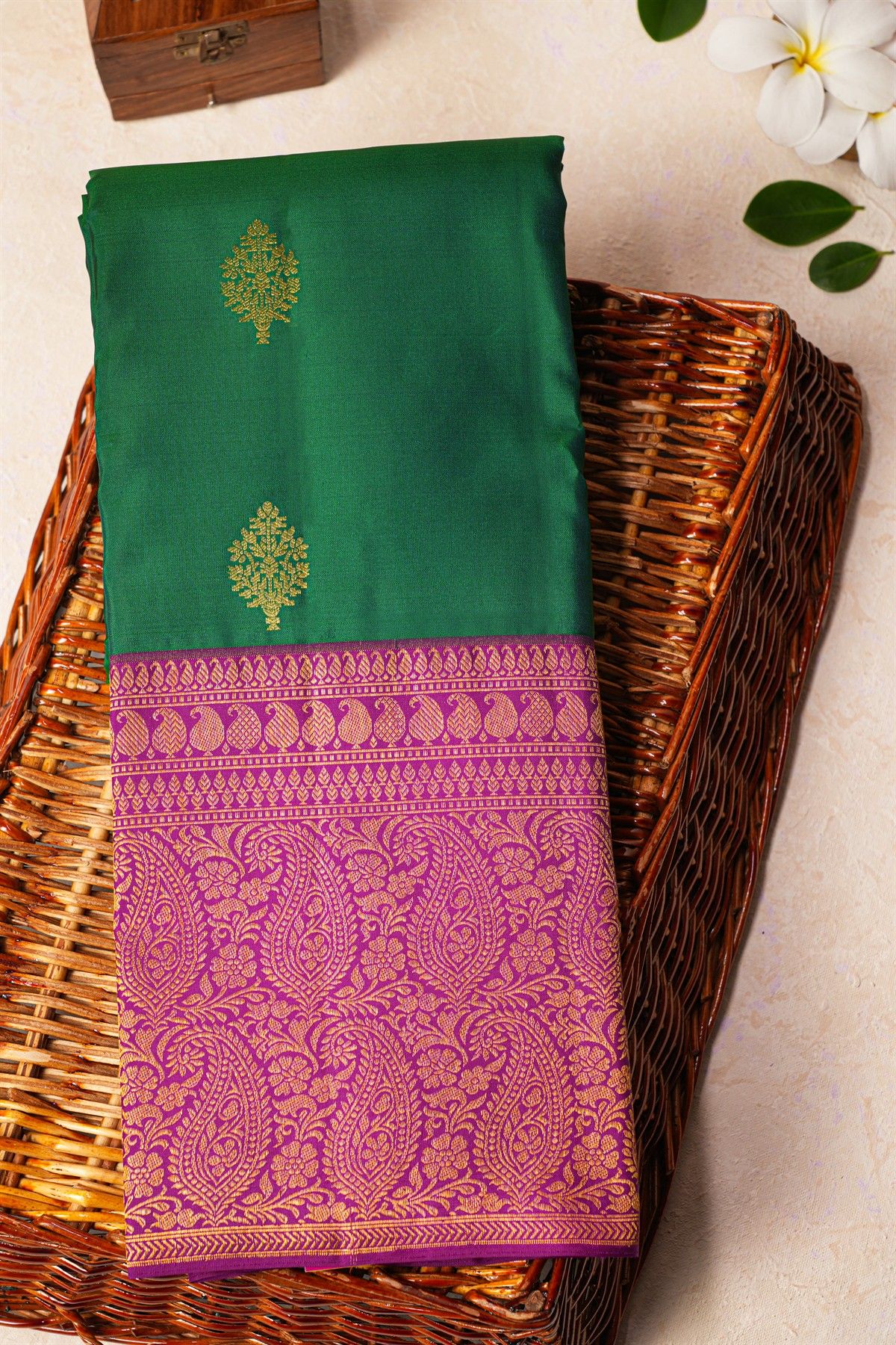 Kancheepuram Silk Bottle Green Saree