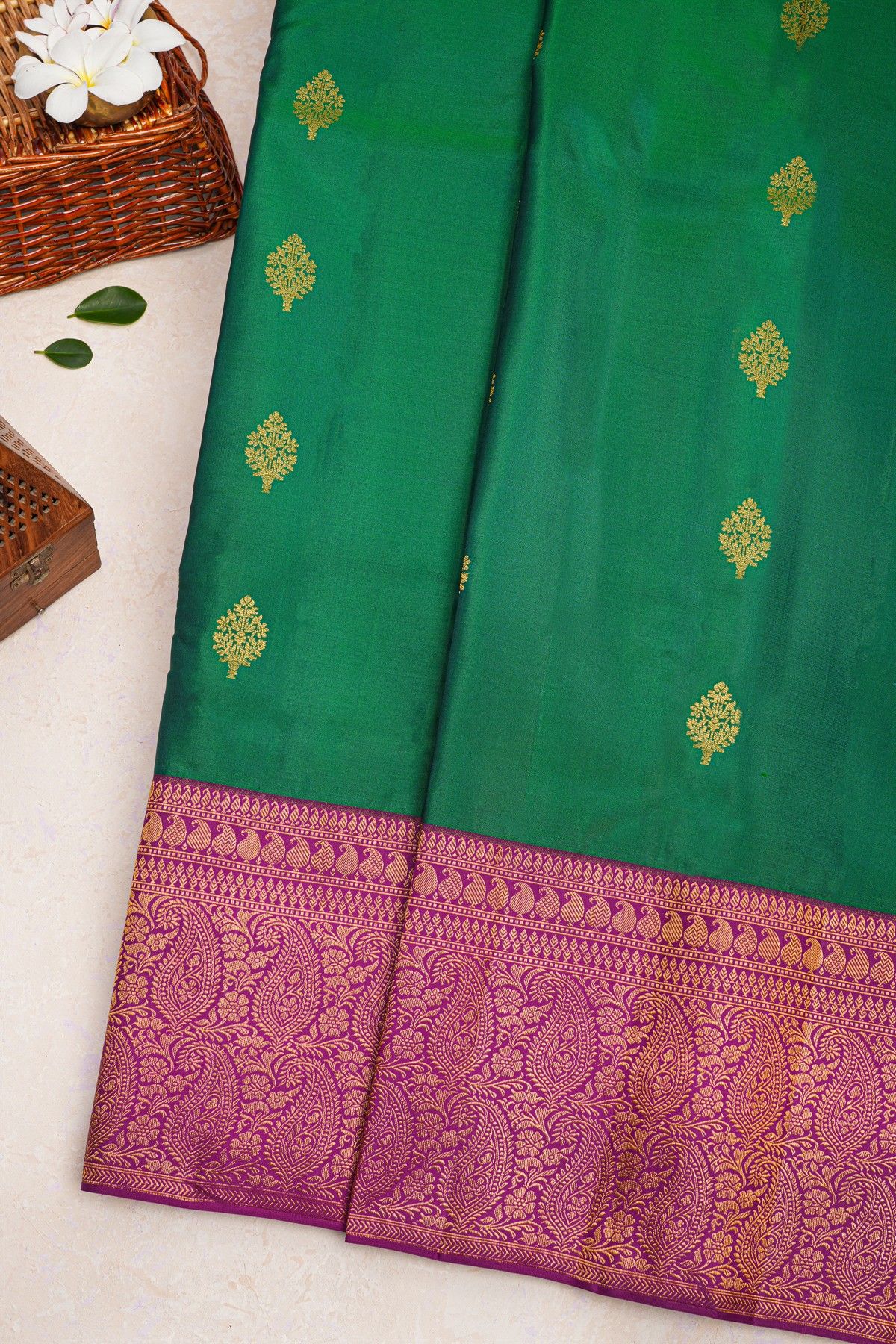 Kancheepuram Silk Bottle Green Saree