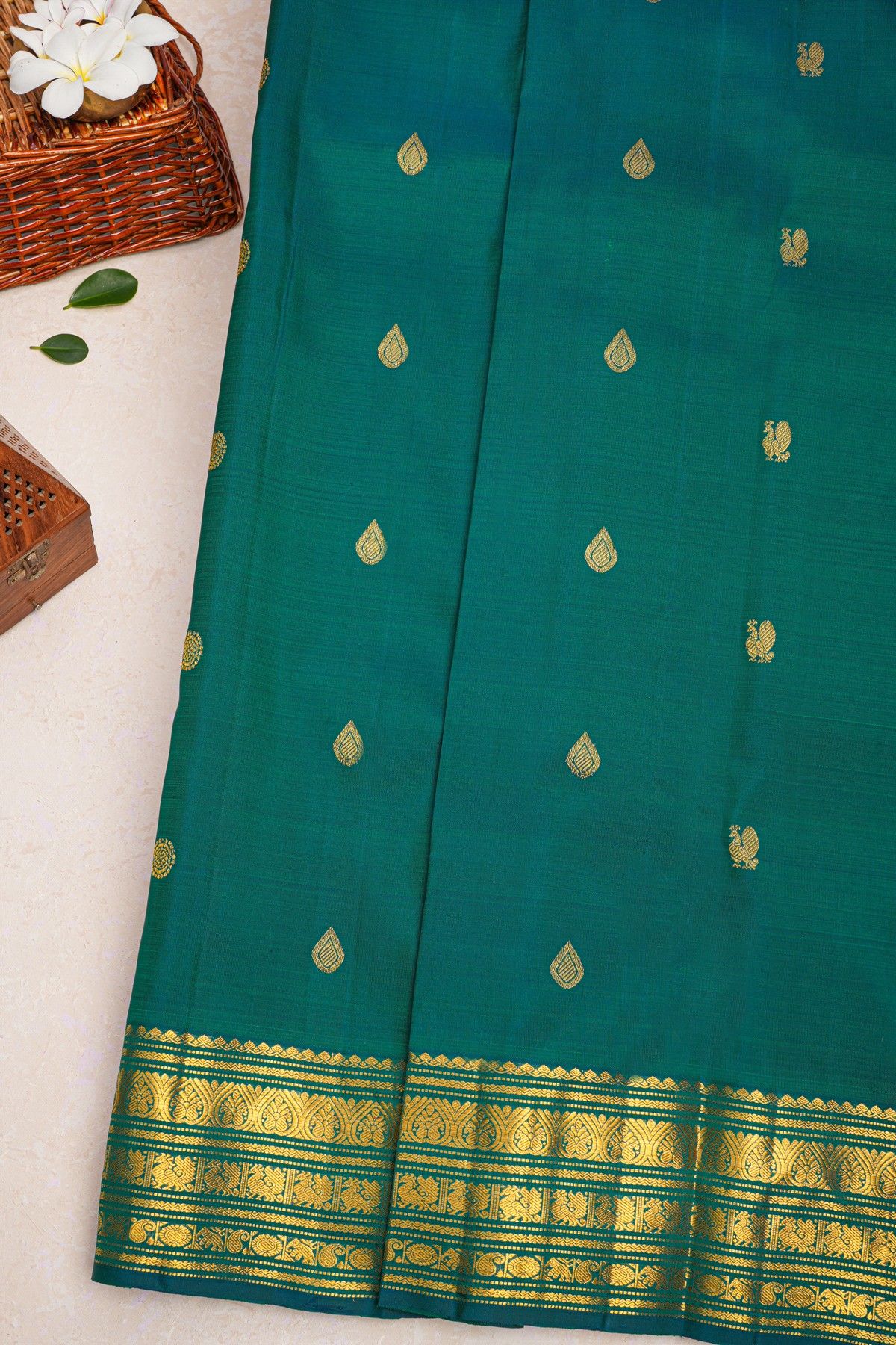 Kancheepuram Silk Teal Blue Saree
