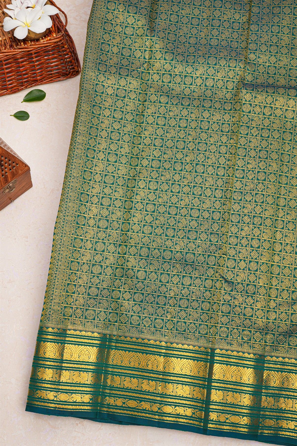 Kancheepuram Silk Teal Blue Saree